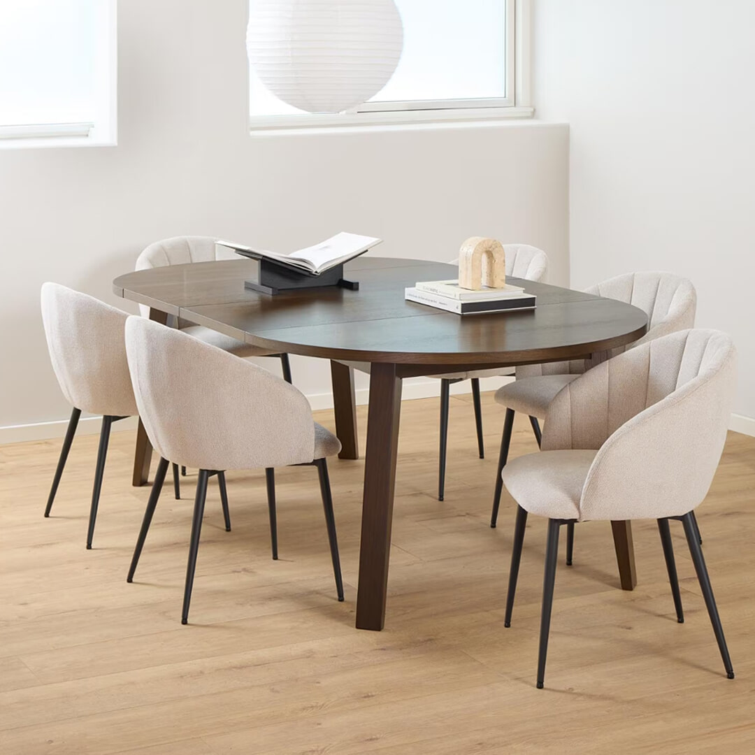 Bendt Uitschuifbare Ronde Eettafel Mads Eiken, 120/170/220 x 120cm - Bruin
