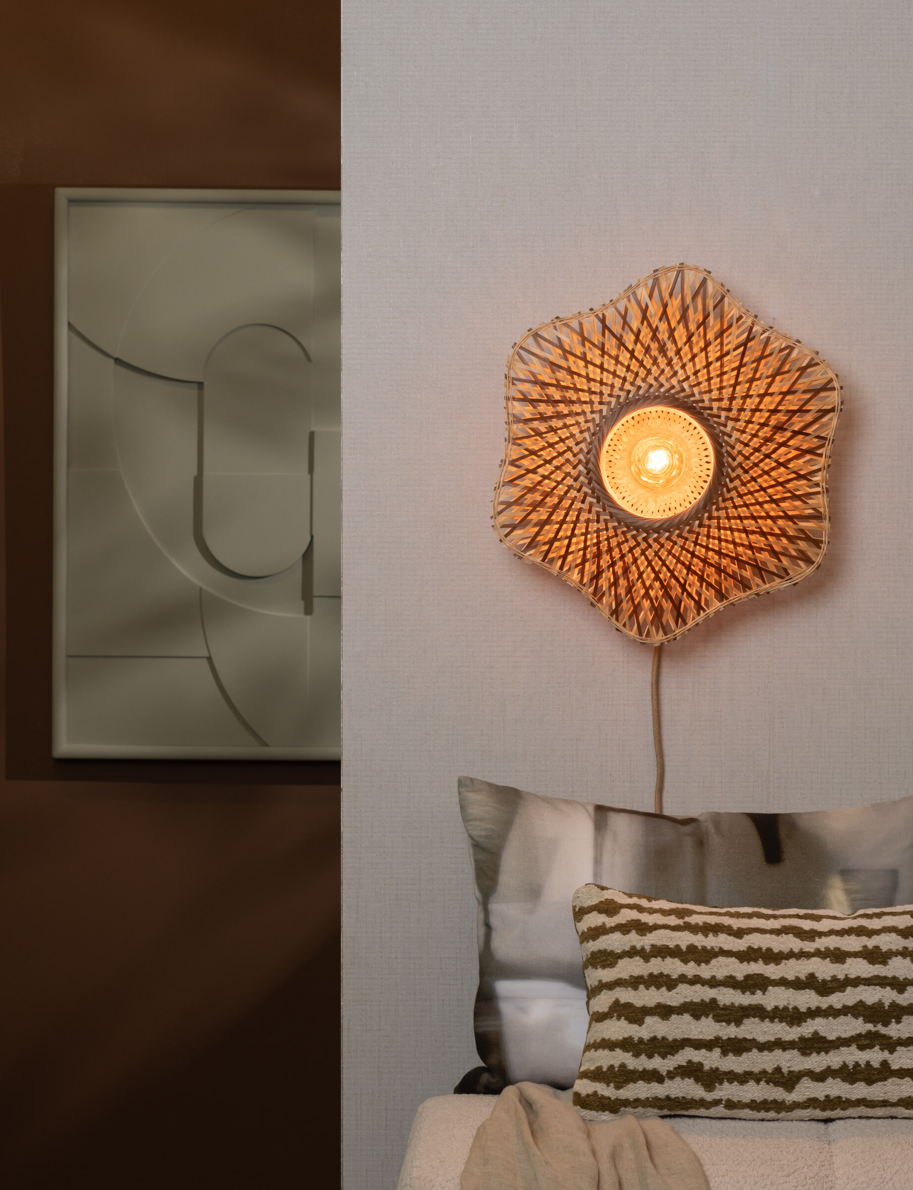 GOOD&MOJO Wandlamp 'Madura' Bamboe, 44cm, kleur Naturel/Bruin