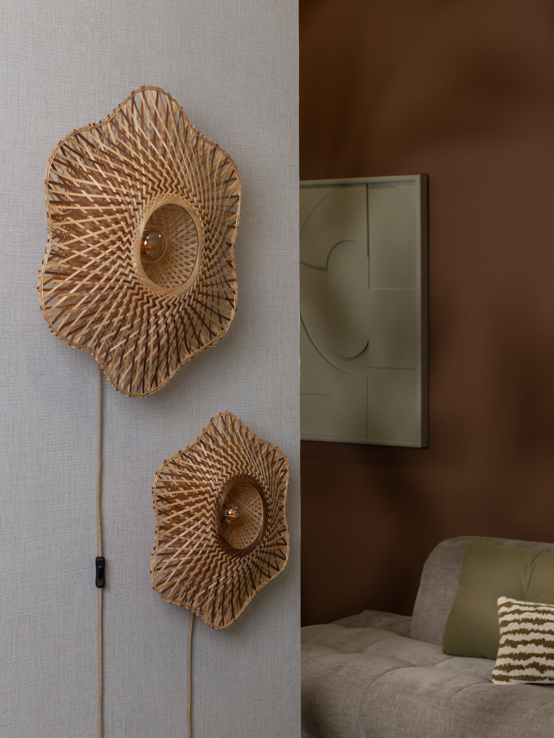 GOOD&MOJO Wandlamp 'Madura' Bamboe, 44cm, kleur Naturel/Bruin