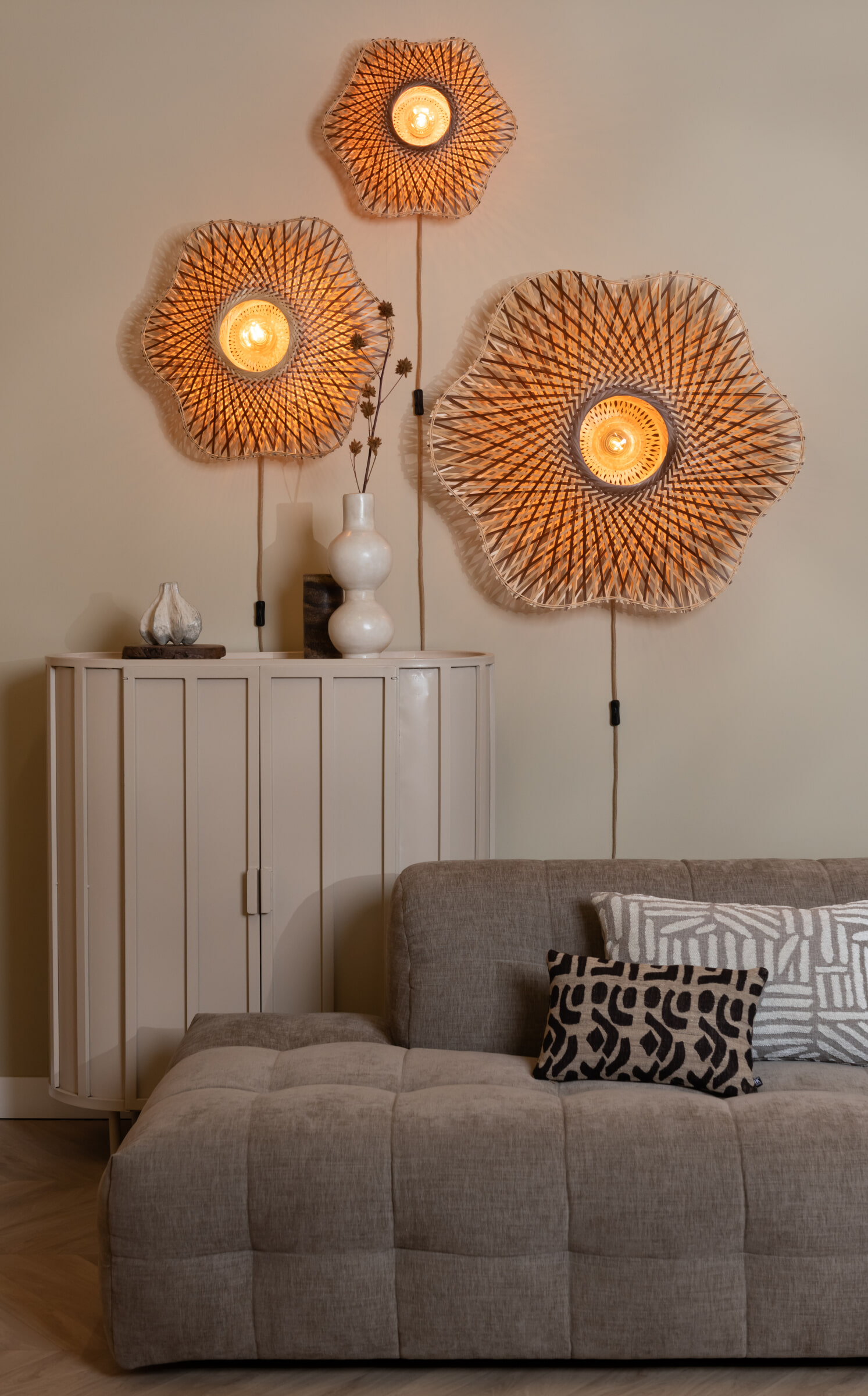 GOOD&MOJO Wandlamp 'Madura' Bamboe, 44cm, kleur Naturel/Bruin