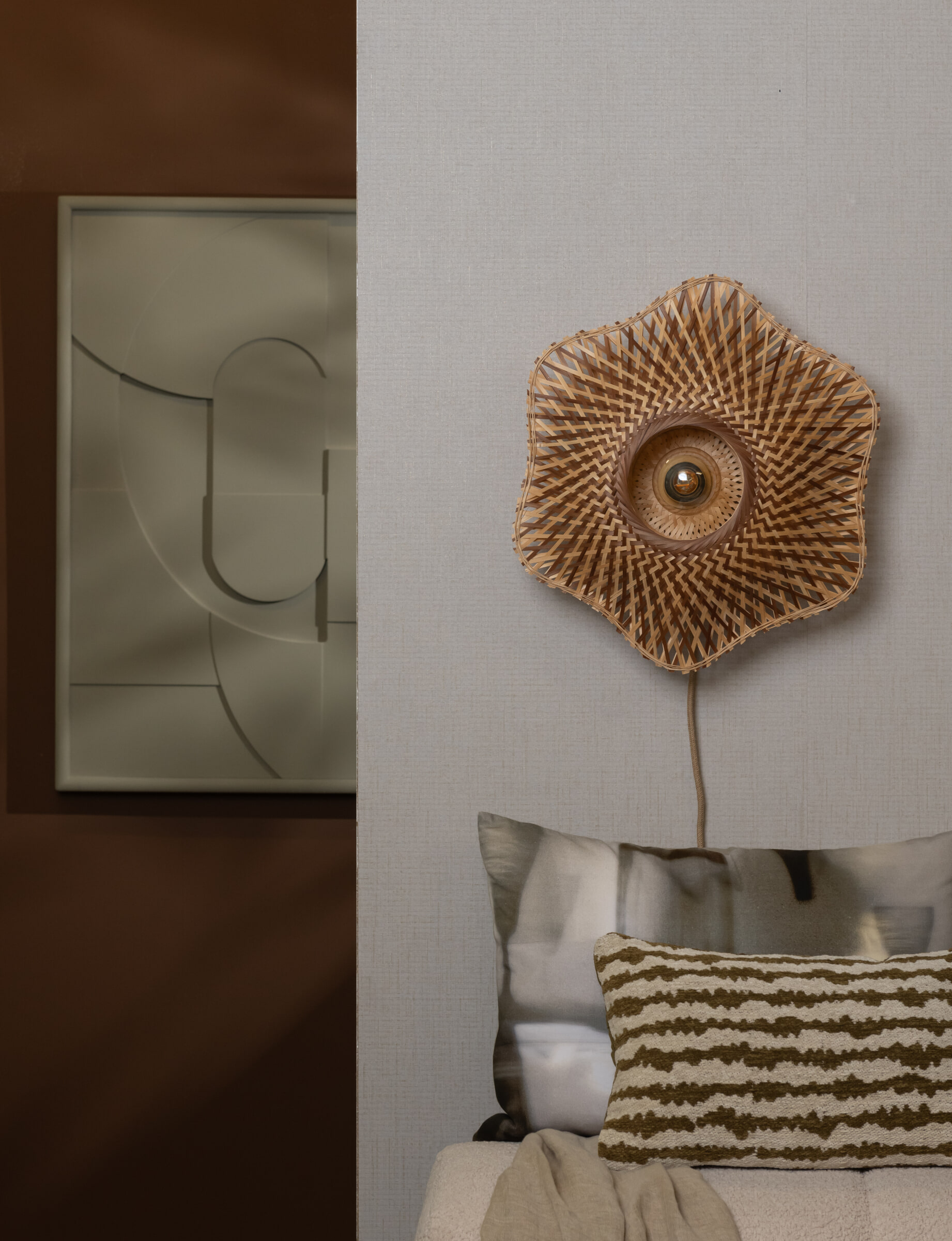 GOOD&MOJO Wandlamp 'Madura' Bamboe, 44cm, kleur Naturel/Bruin