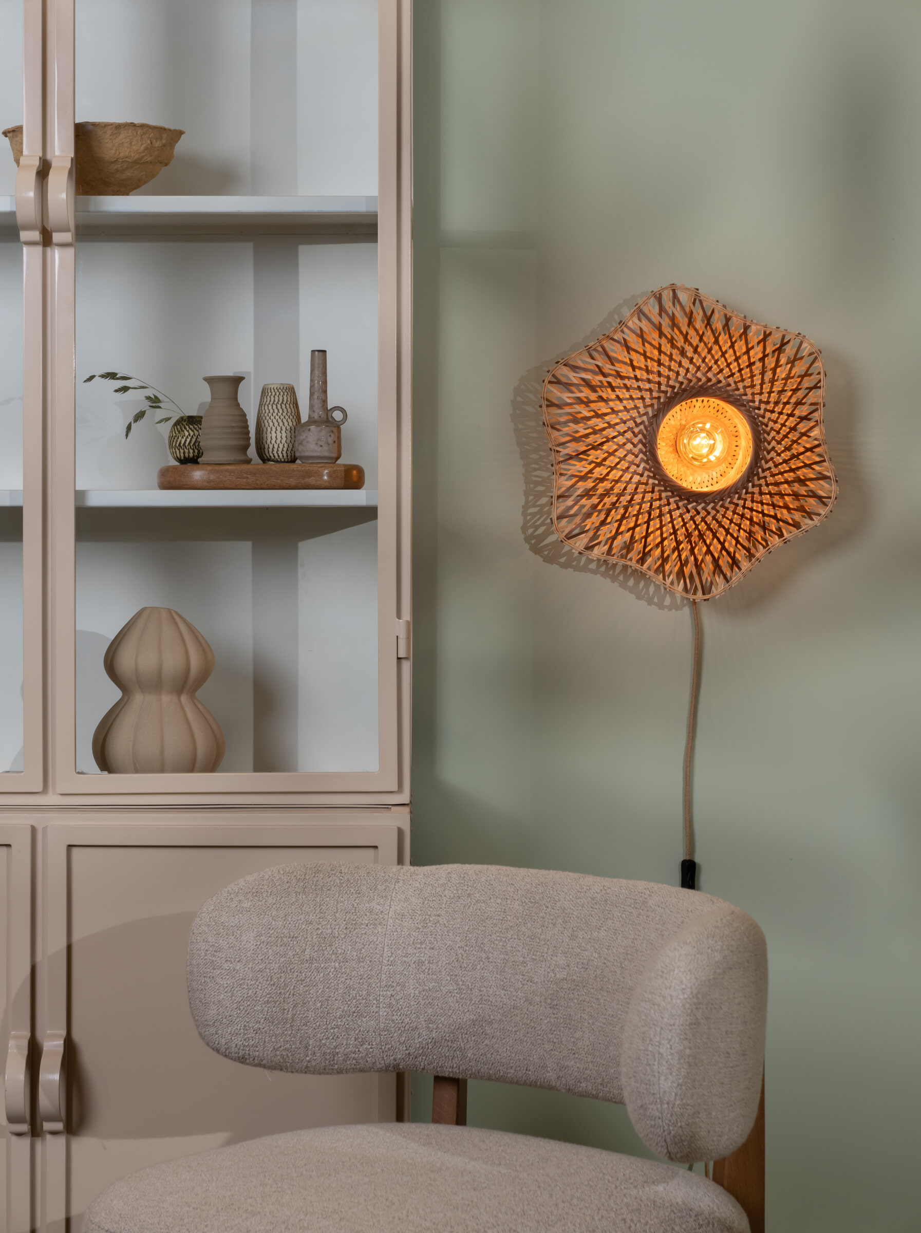 GOOD&MOJO Wandlamp 'Madura' Bamboe, 44cm, kleur Naturel/Bruin