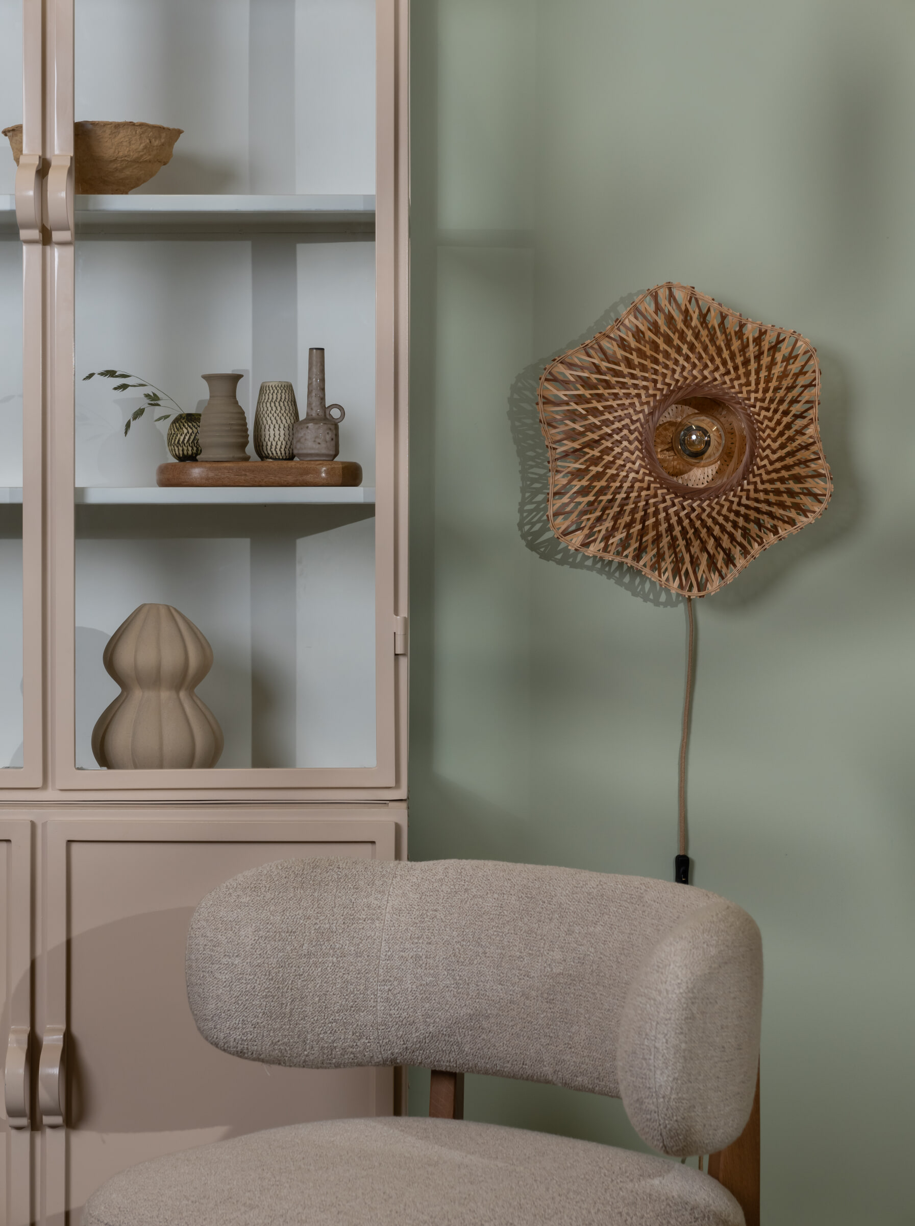 GOOD&MOJO Wandlamp 'Madura' Bamboe, 44cm, kleur Naturel/Bruin