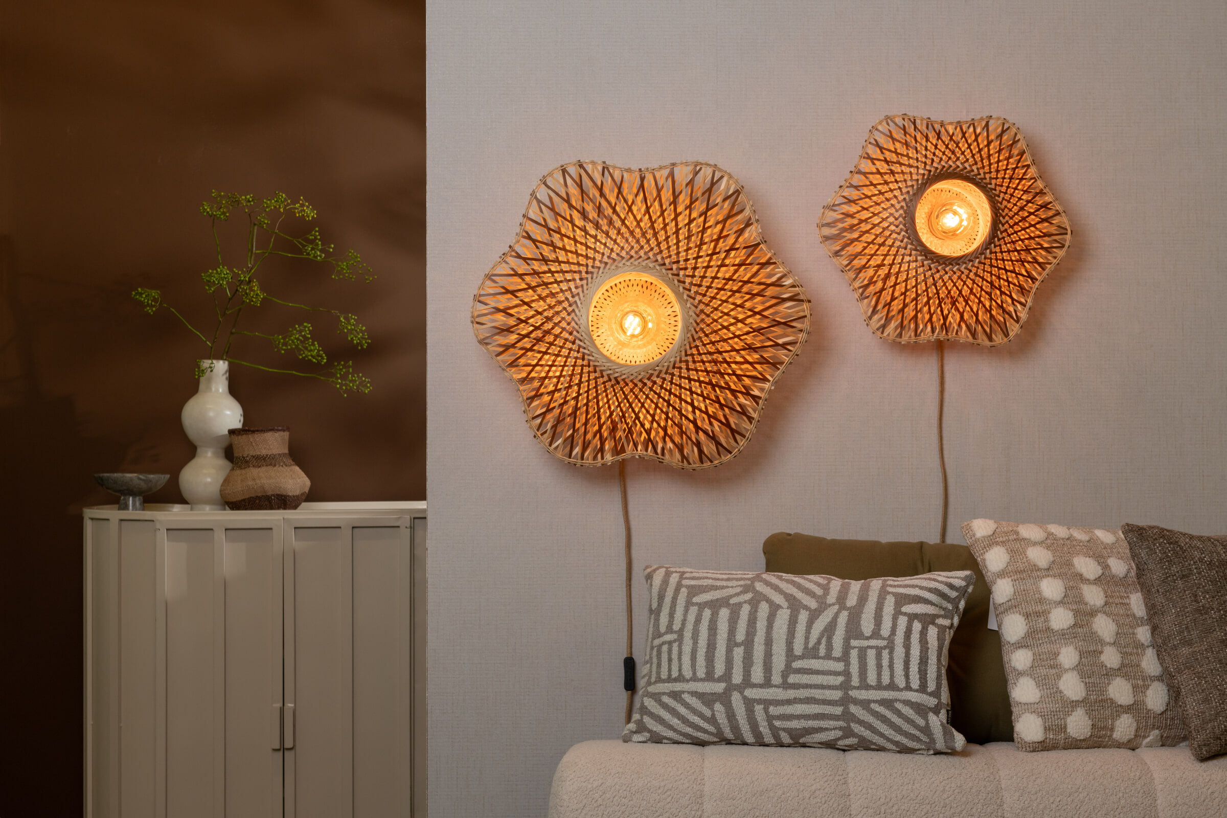 GOOD&MOJO Wandlamp 'Madura' Bamboe, 44cm, kleur Naturel/Bruin
