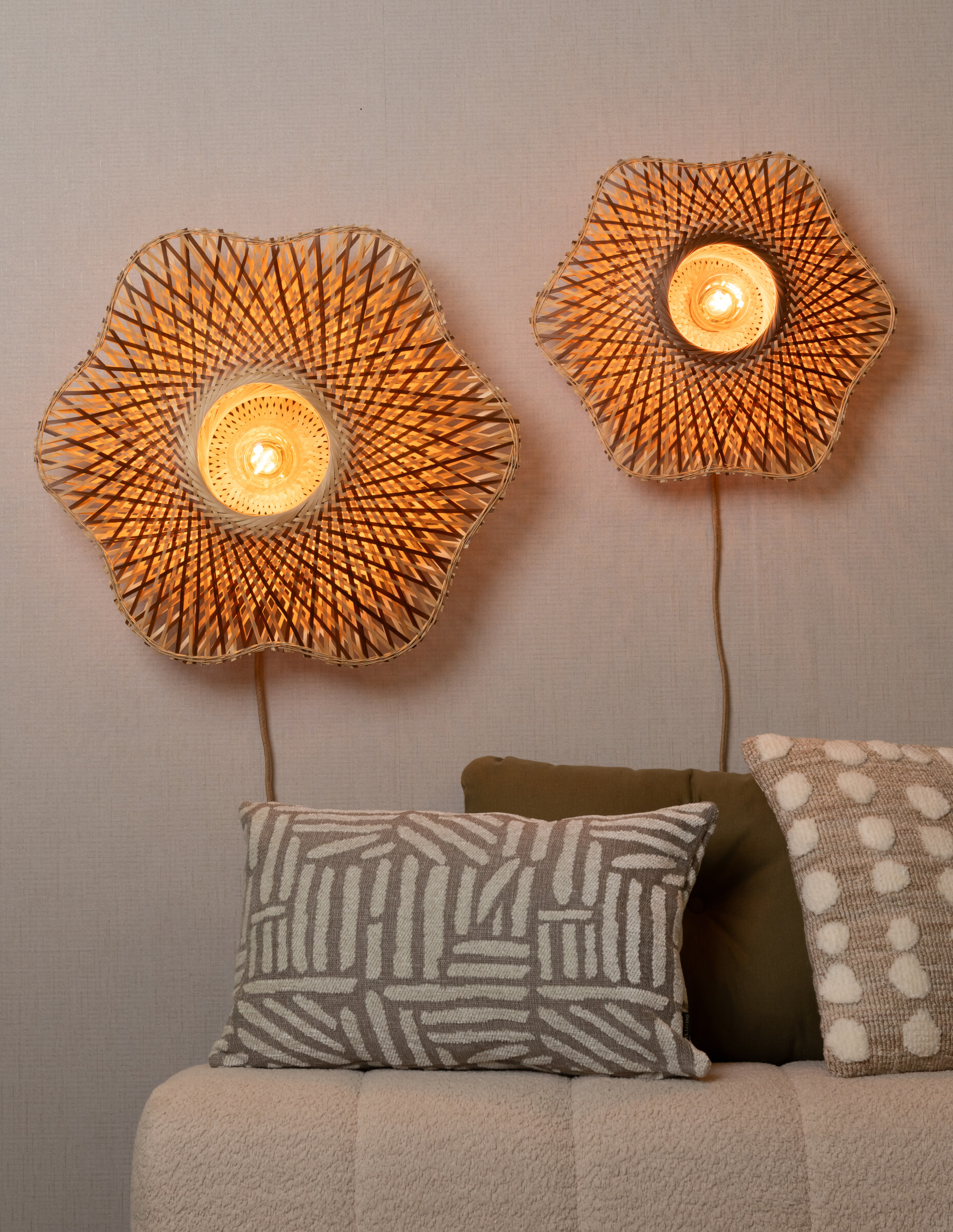 GOOD&MOJO Wandlamp 'Madura' Bamboe, 44cm, kleur Naturel/Bruin