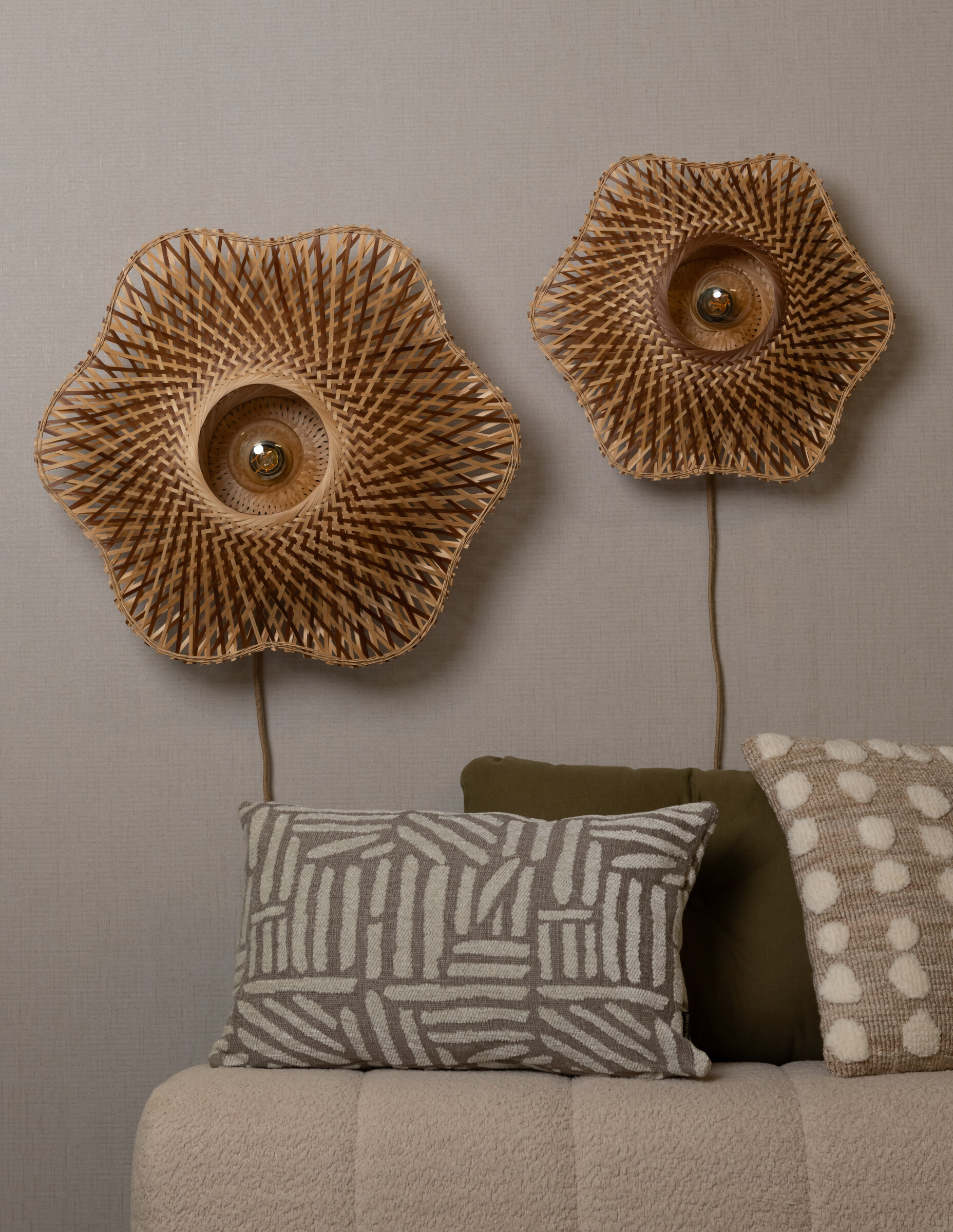 GOOD&MOJO Wandlamp 'Madura' Bamboe, 44cm, kleur Naturel/Bruin