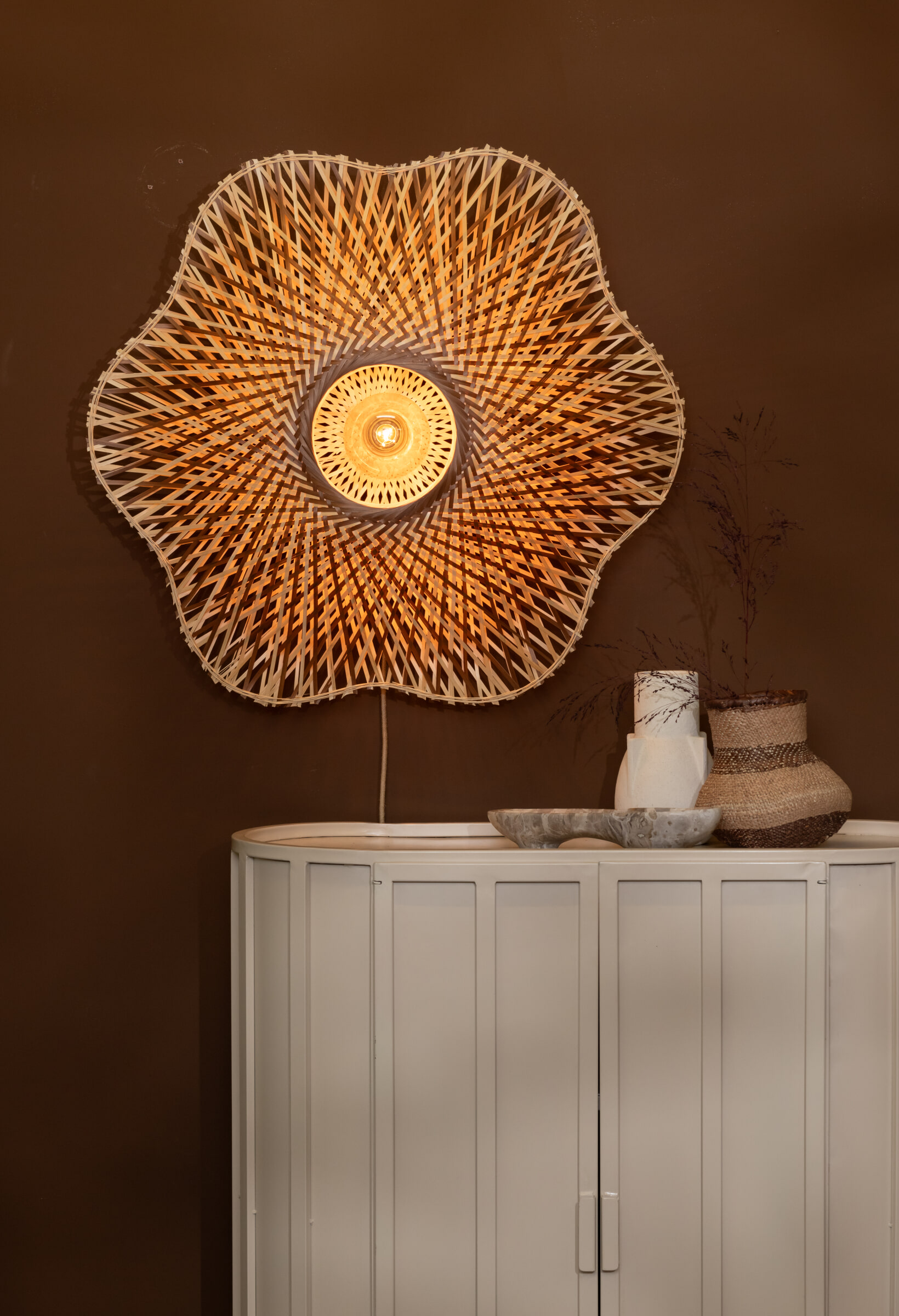 GOOD&MOJO Wandlamp 'Madura' Bamboe, 87cm, kleur Naturel/Bruin