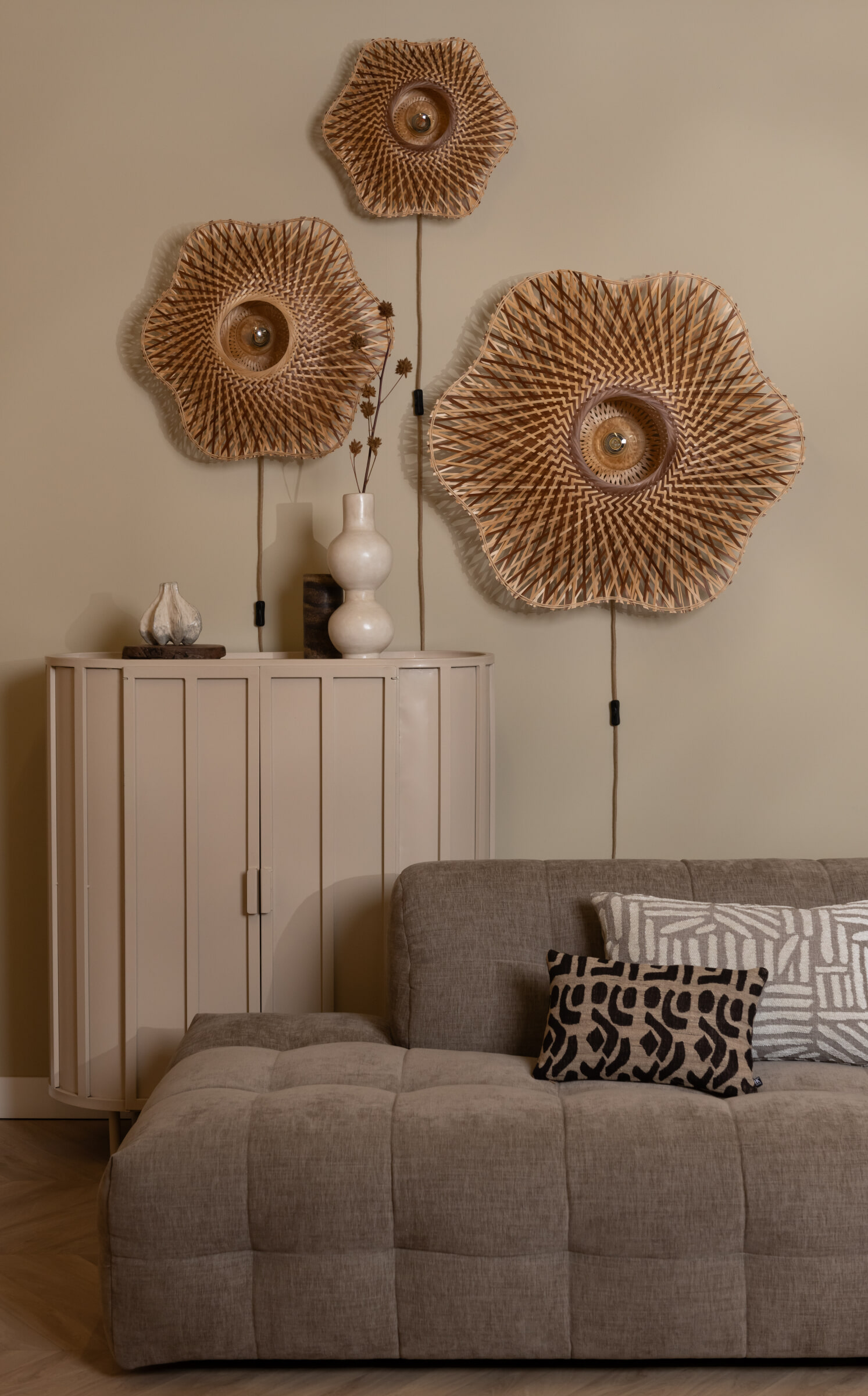 GOOD&MOJO Wandlamp 'Madura' Bamboe, 87cm, kleur Naturel/Bruin