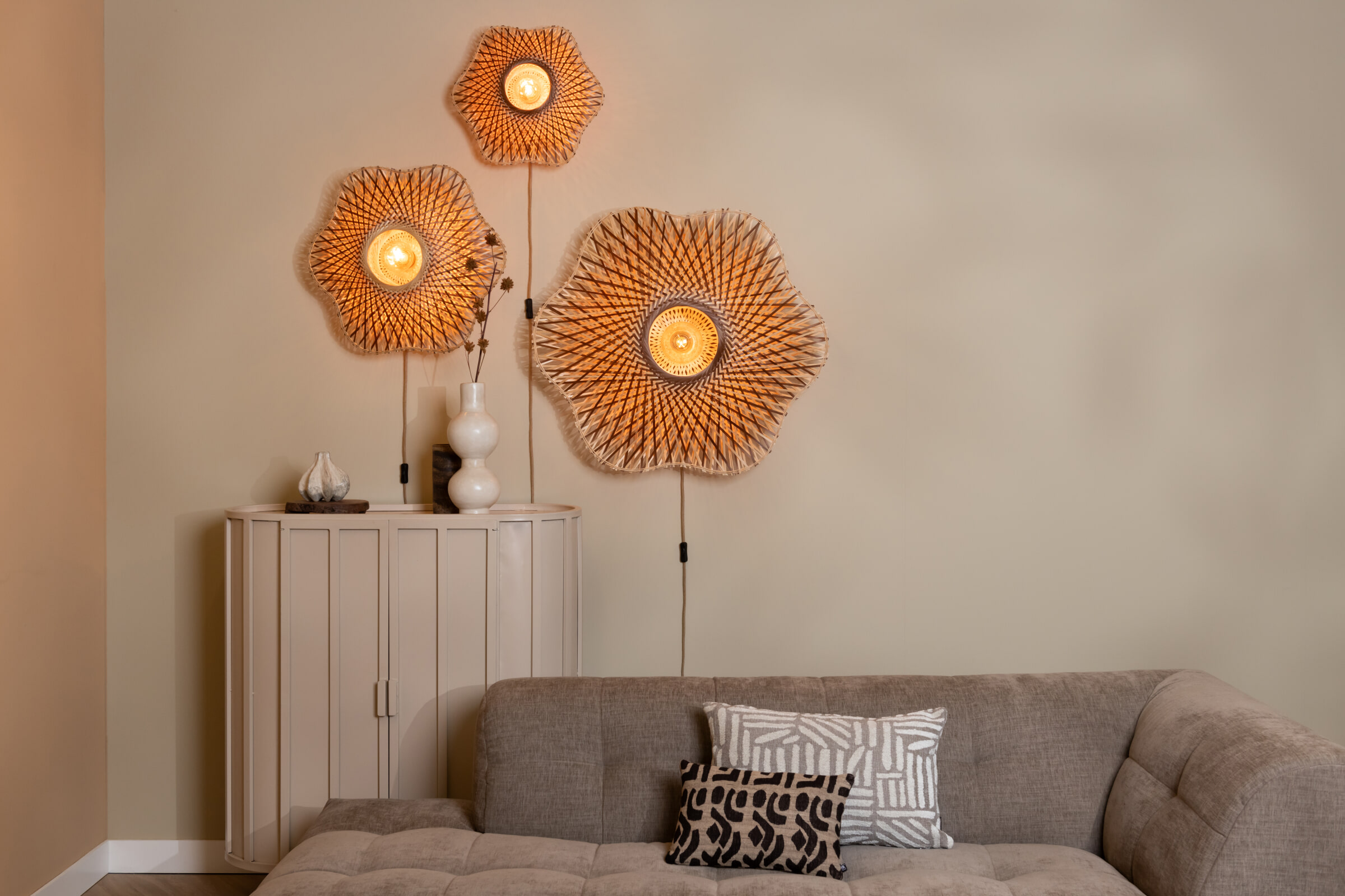 GOOD&MOJO Wandlamp 'Madura' Bamboe, 87cm, kleur Naturel/Bruin