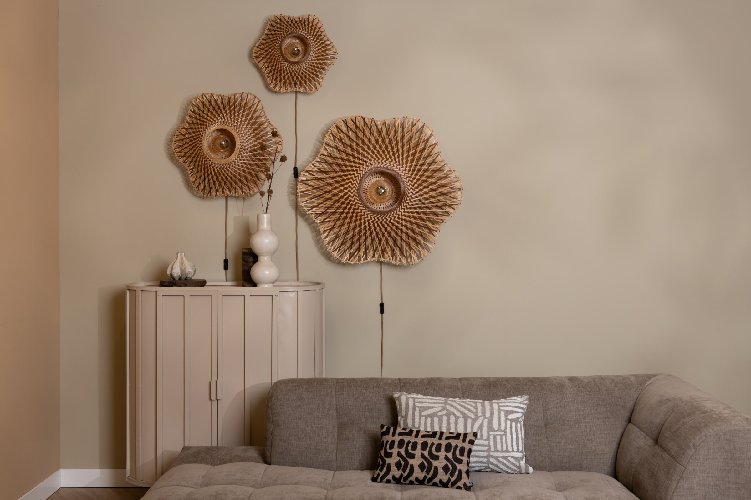 GOOD&MOJO Wandlamp 'Madura' Bamboe, 87cm, kleur Naturel/Bruin