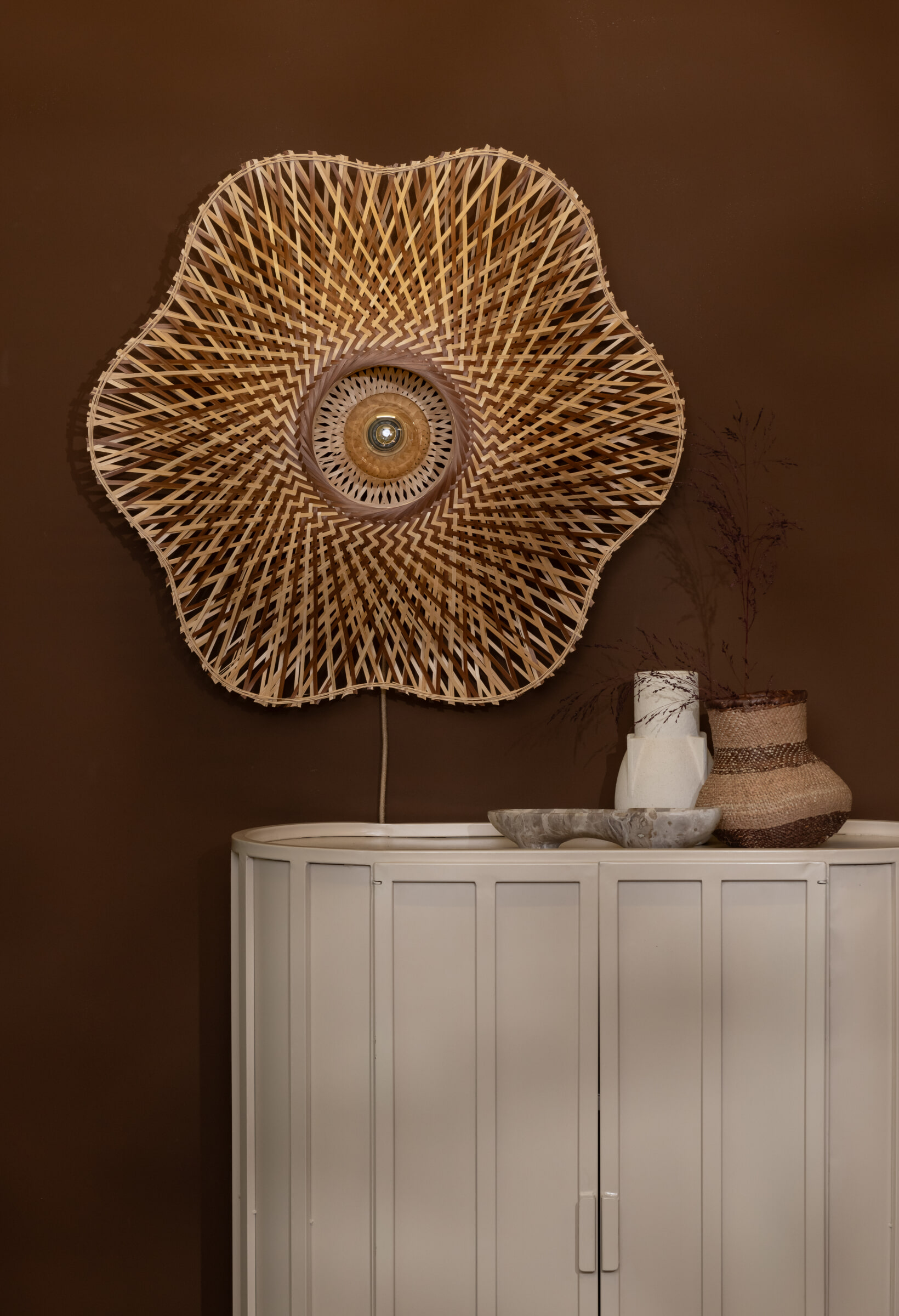 GOOD&MOJO Wandlamp 'Madura' Bamboe, 87cm, kleur Naturel/Bruin