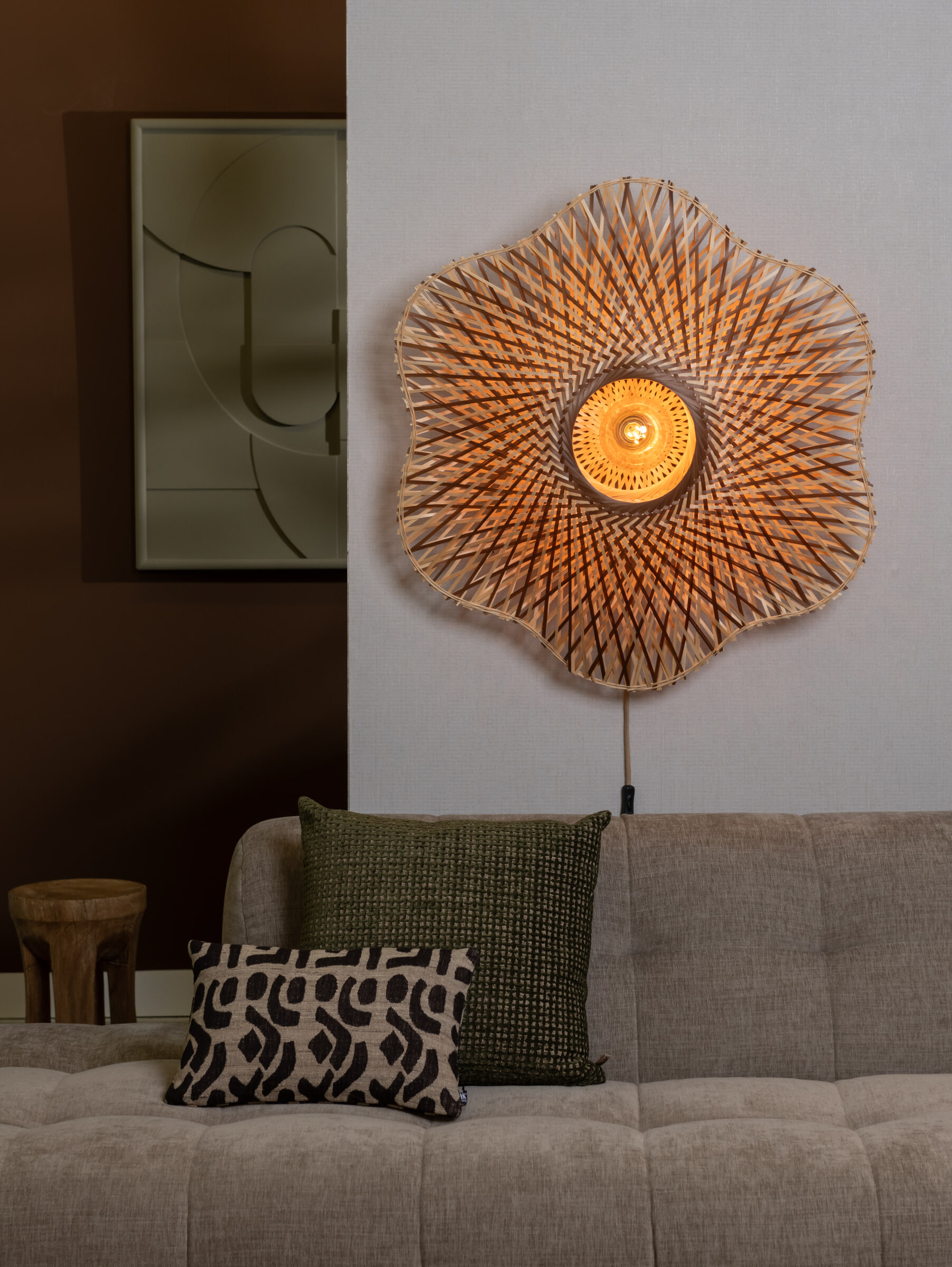 GOOD&MOJO Wandlamp 'Madura' Bamboe, 87cm, kleur Naturel/Bruin