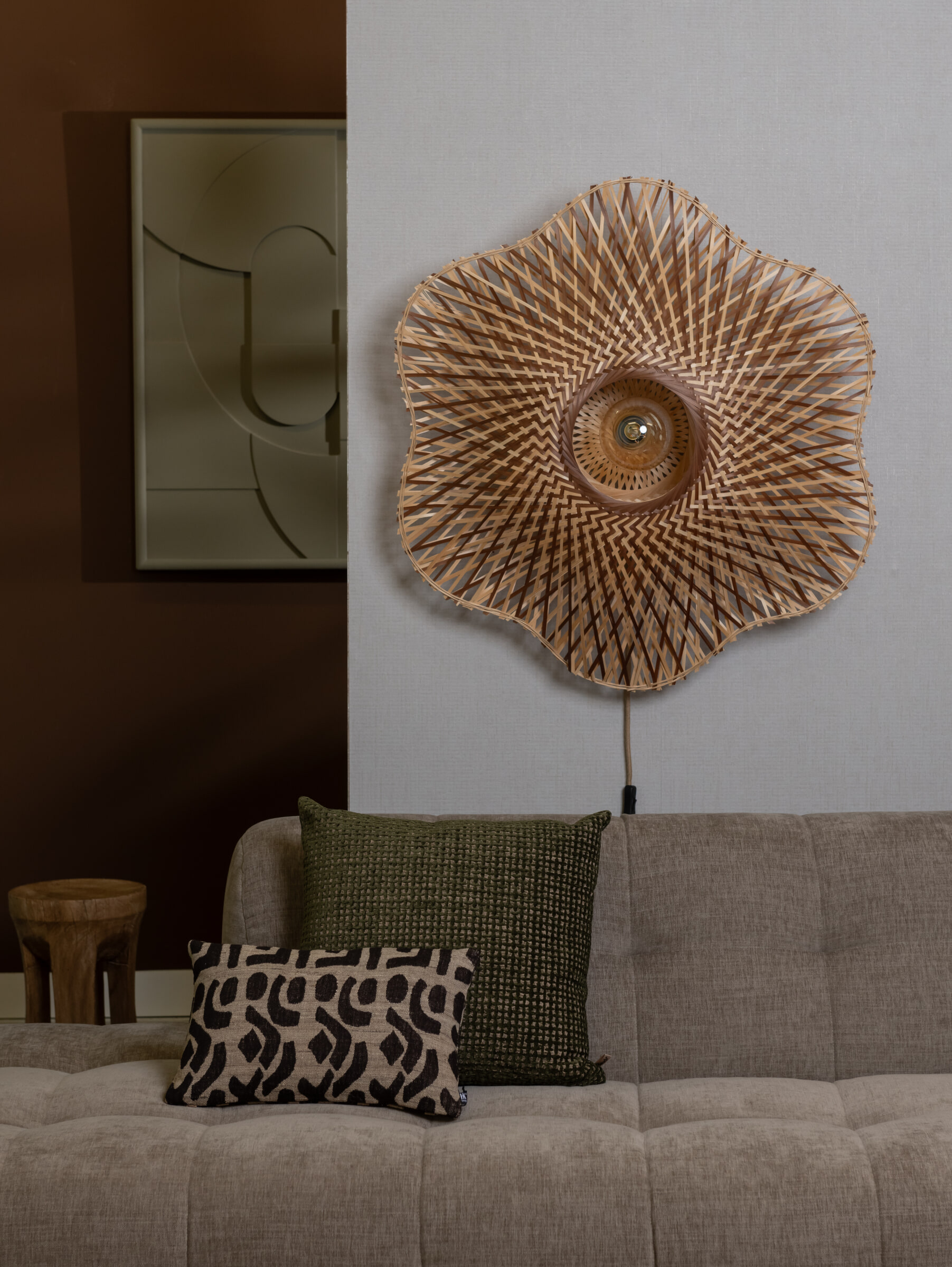 GOOD&MOJO Wandlamp 'Madura' Bamboe, 87cm, kleur Naturel/Bruin