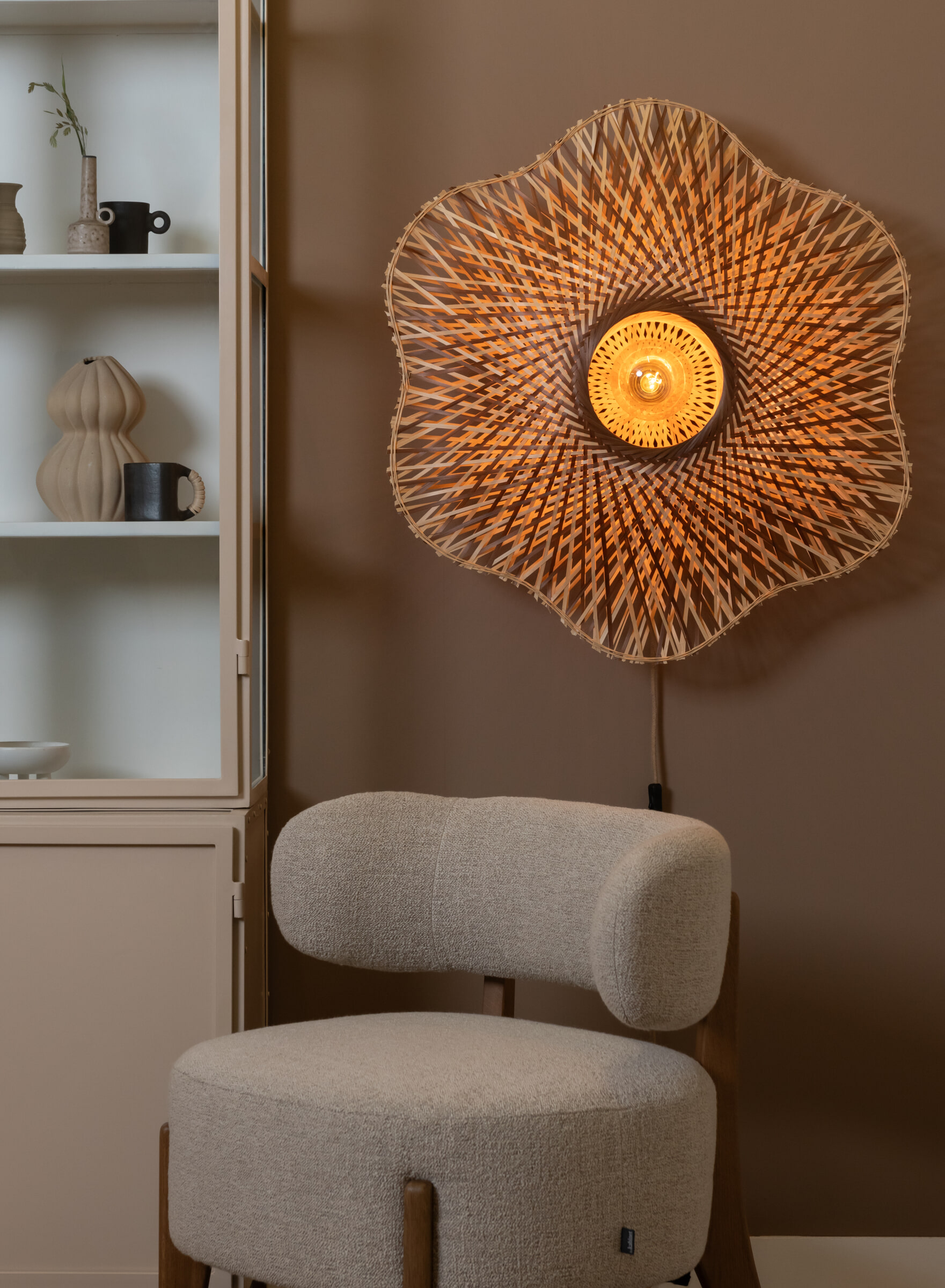 GOOD&MOJO Wandlamp 'Madura' Bamboe, 87cm, kleur Naturel/Bruin