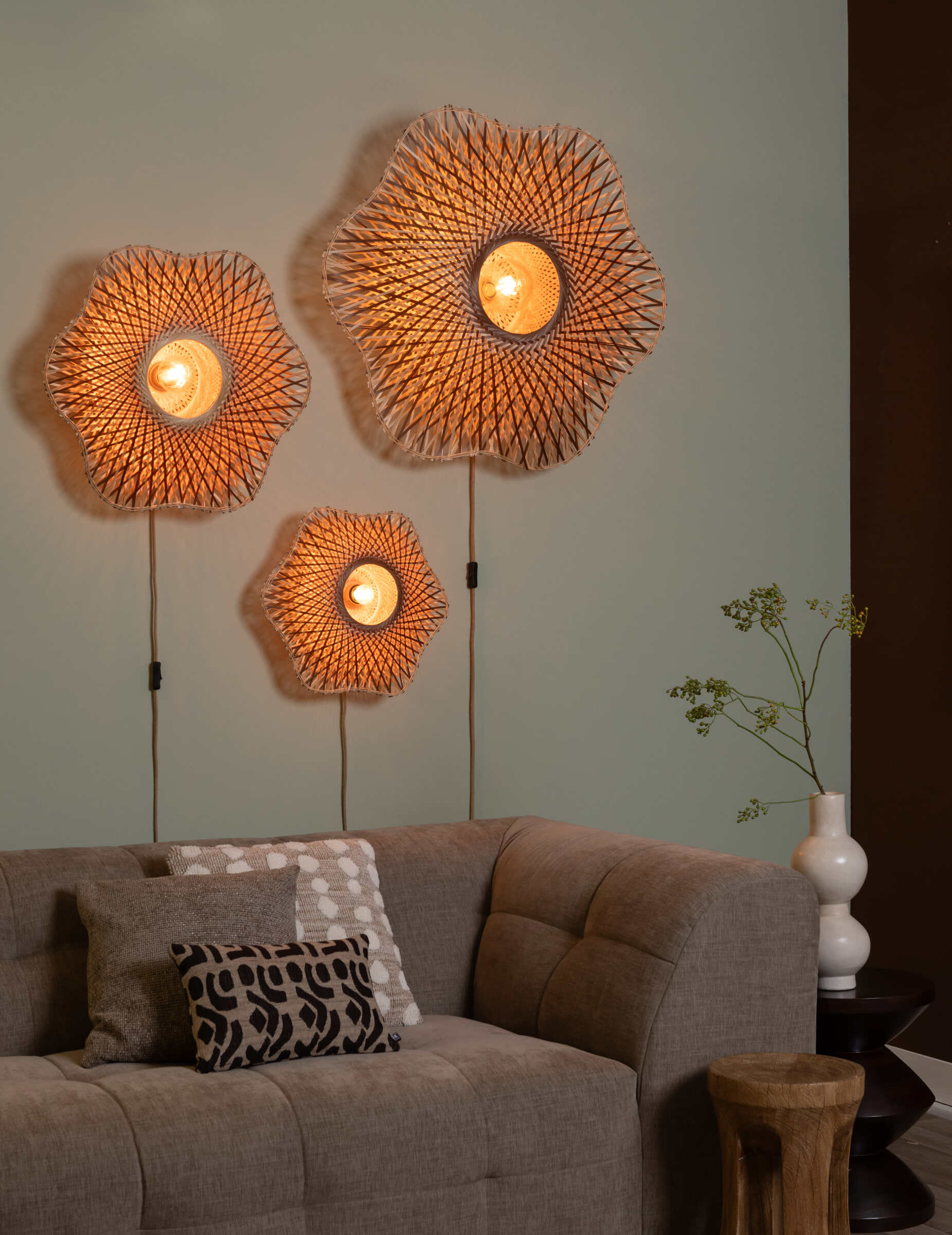 GOOD&MOJO Wandlamp 'Madura' Bamboe, 87cm, kleur Naturel/Bruin