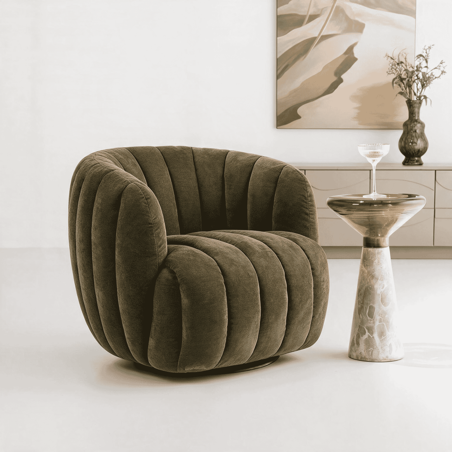 Tower Living Draaifauteuil Verdi Chenille - Mosgroen