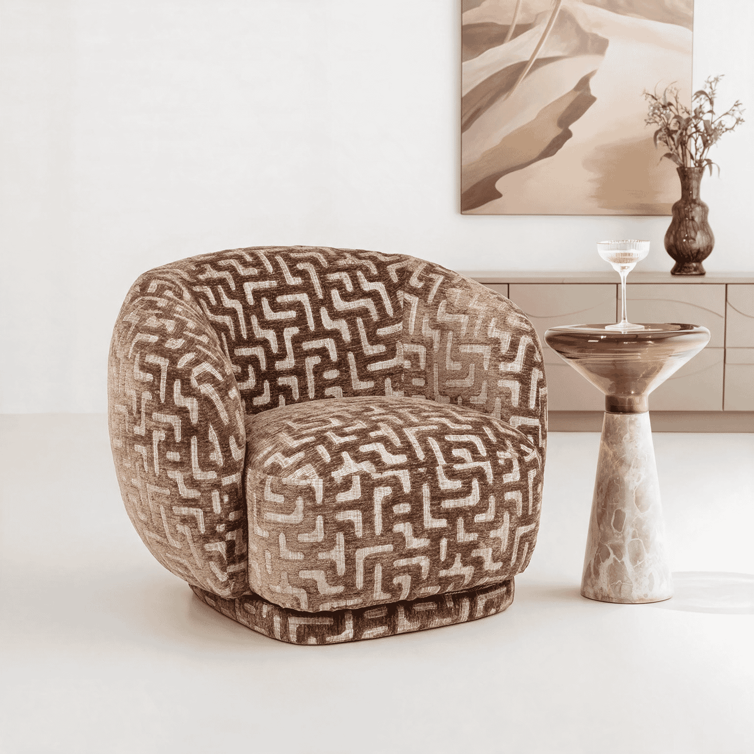 Richmond Fauteuil Negreslo Labyrinth, draaibaar - Brown