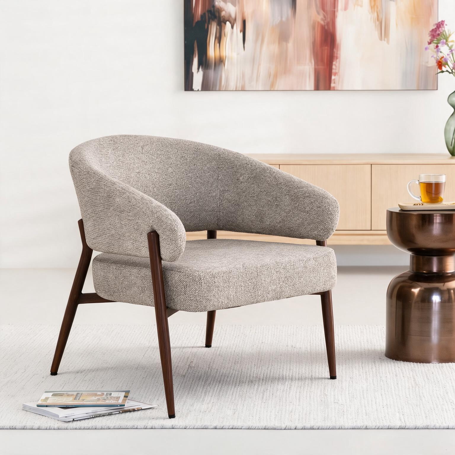 Livingfurn Fauteuil Dilan Hush Walnut - Beige