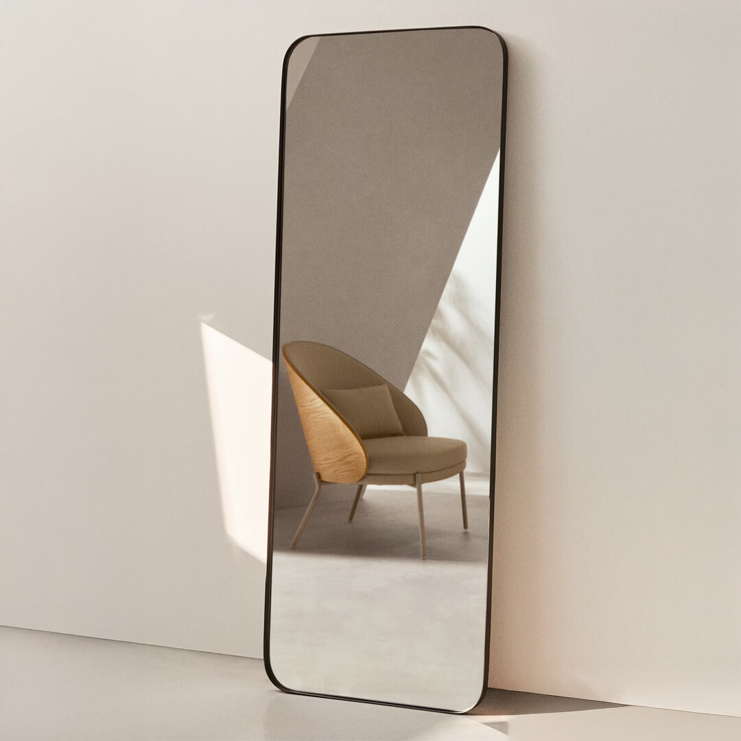 Kave Home Spiegel 'Marco' 100 x 30cm, kleur Zwart