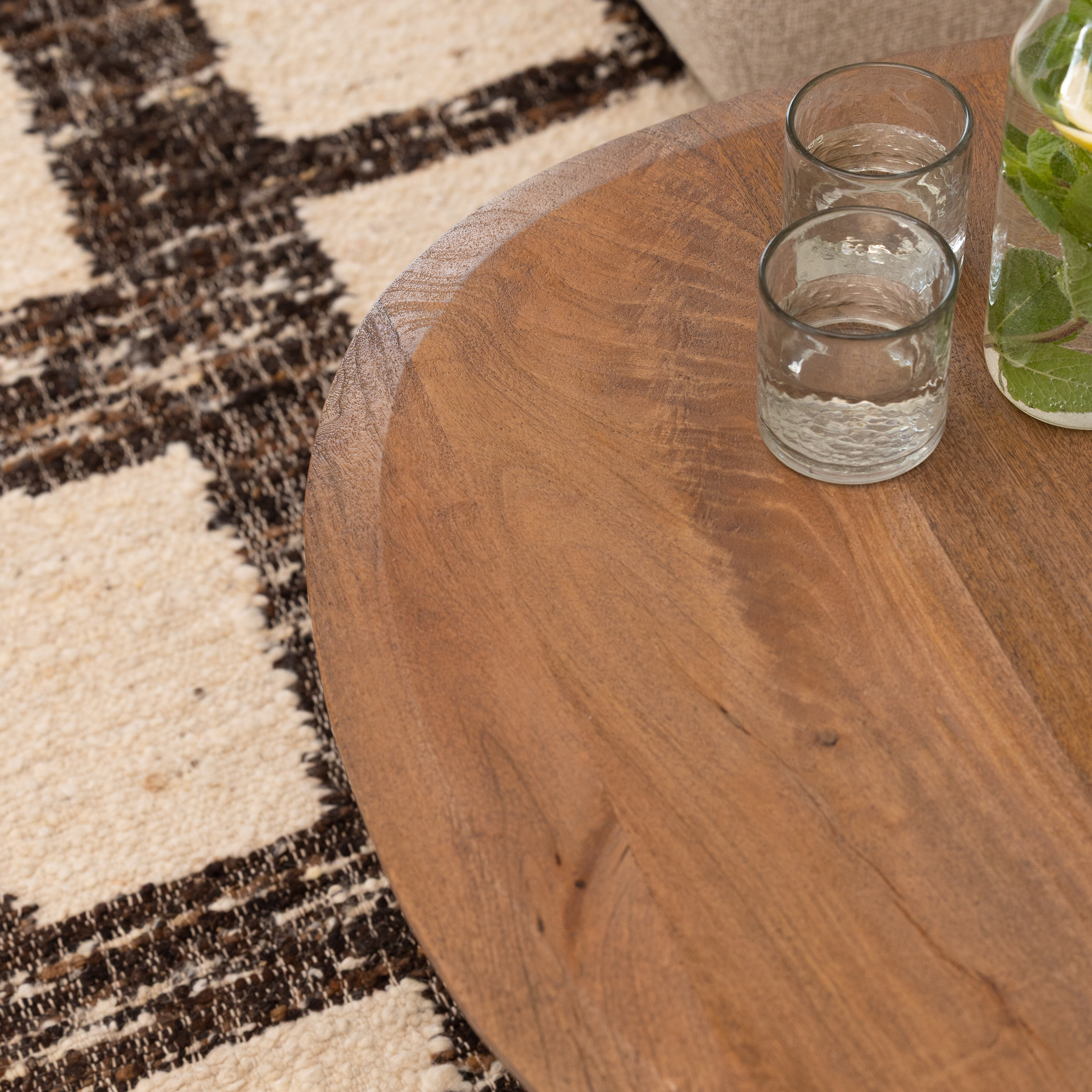 Sohome Organische Salontafel 'Madin' Mangohout, Set van 2 stuks