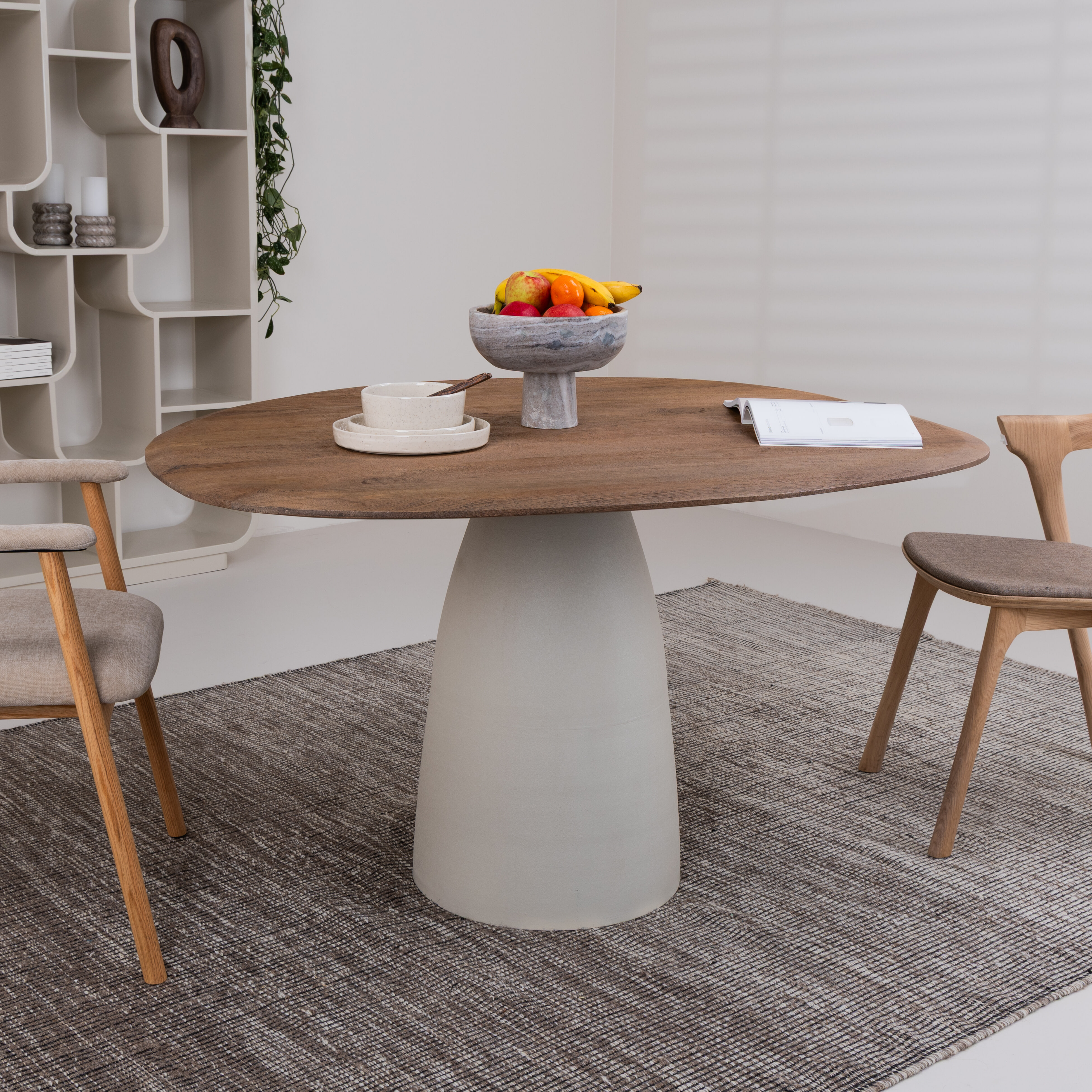 Brix Organische Eettafel 'Marron' Mangohout, 140 cm, kleur Ivoor