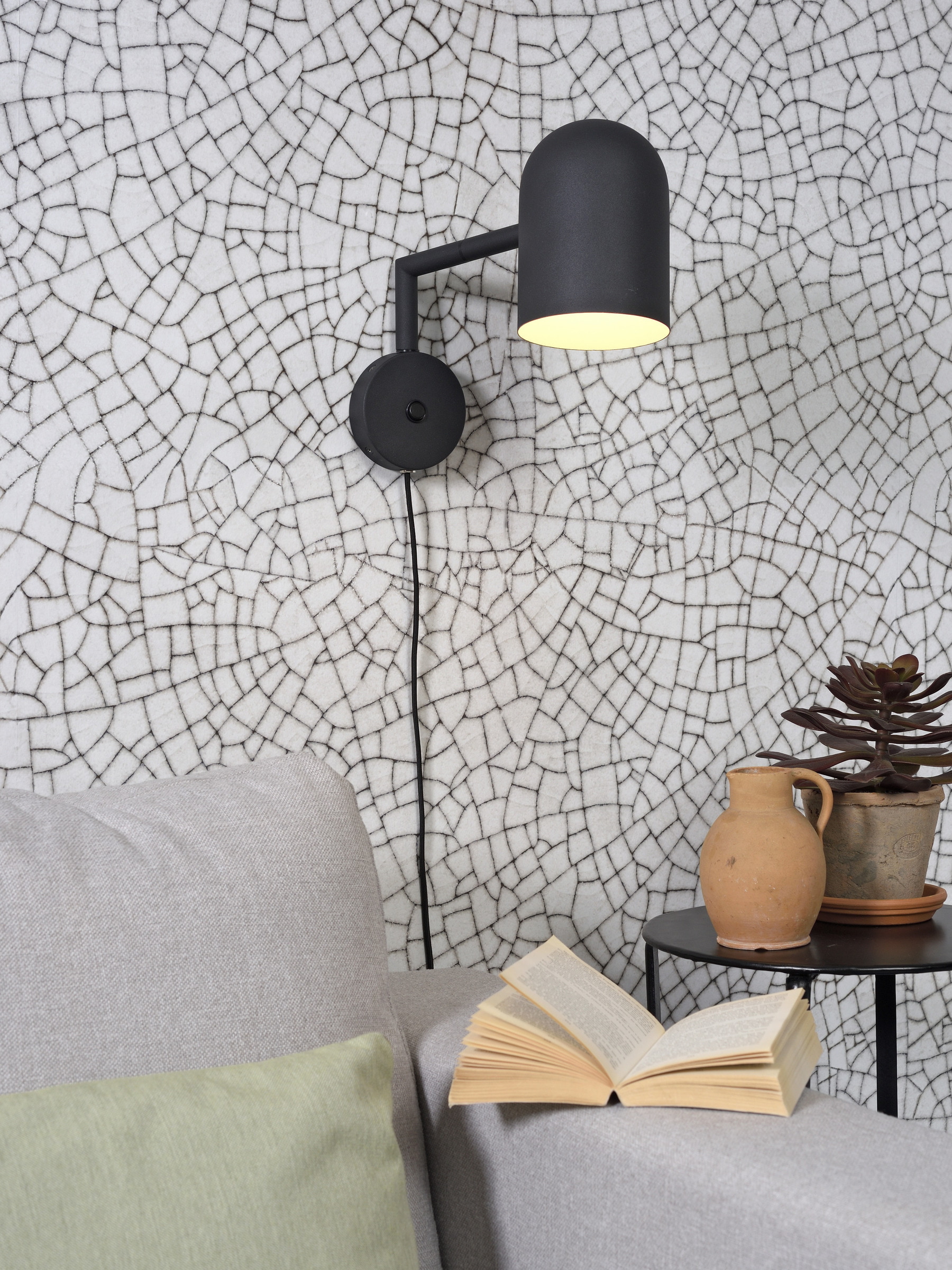 its about RoMi Wandlamp 'Marseille' 26cm, kleur Zwart