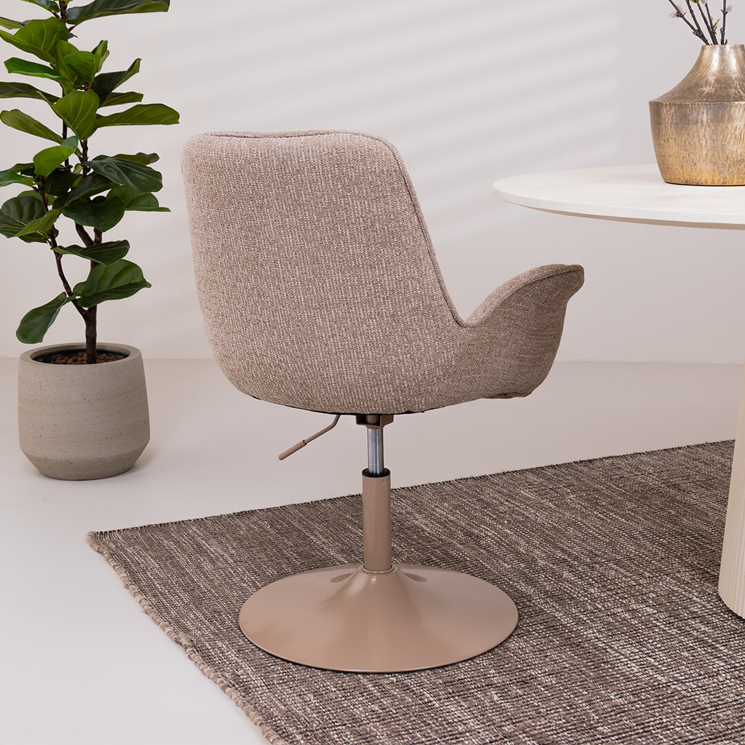 WOOOD Verstelbare Eetkamerstoel 'Marten' Geweven stof, kleur Zand