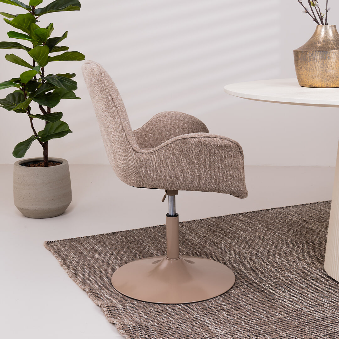 WOOOD Verstelbare Eetkamerstoel 'Marten' Geweven stof, kleur Zand