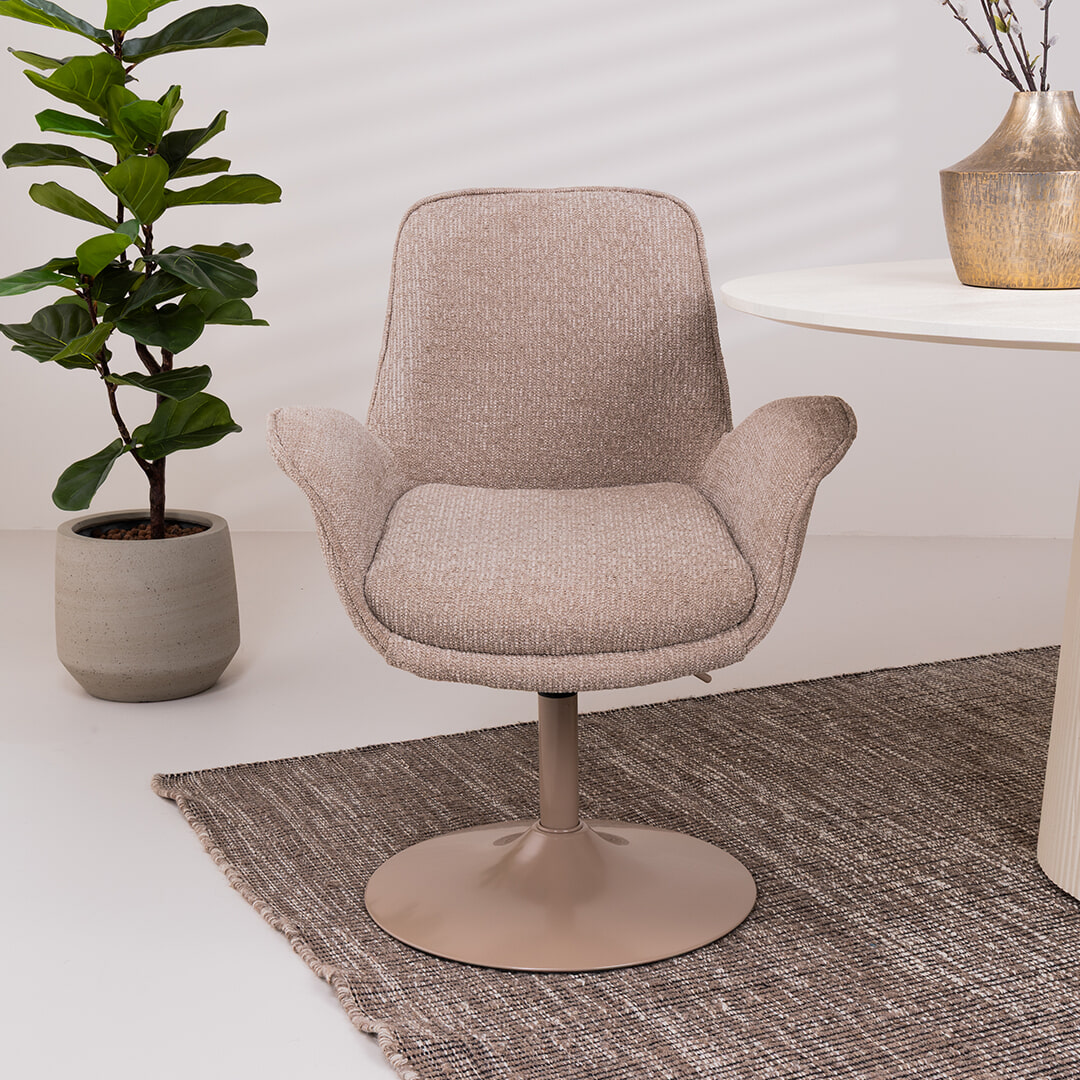 WOOOD Verstelbare Eetkamerstoel 'Marten' Geweven stof, kleur Zand