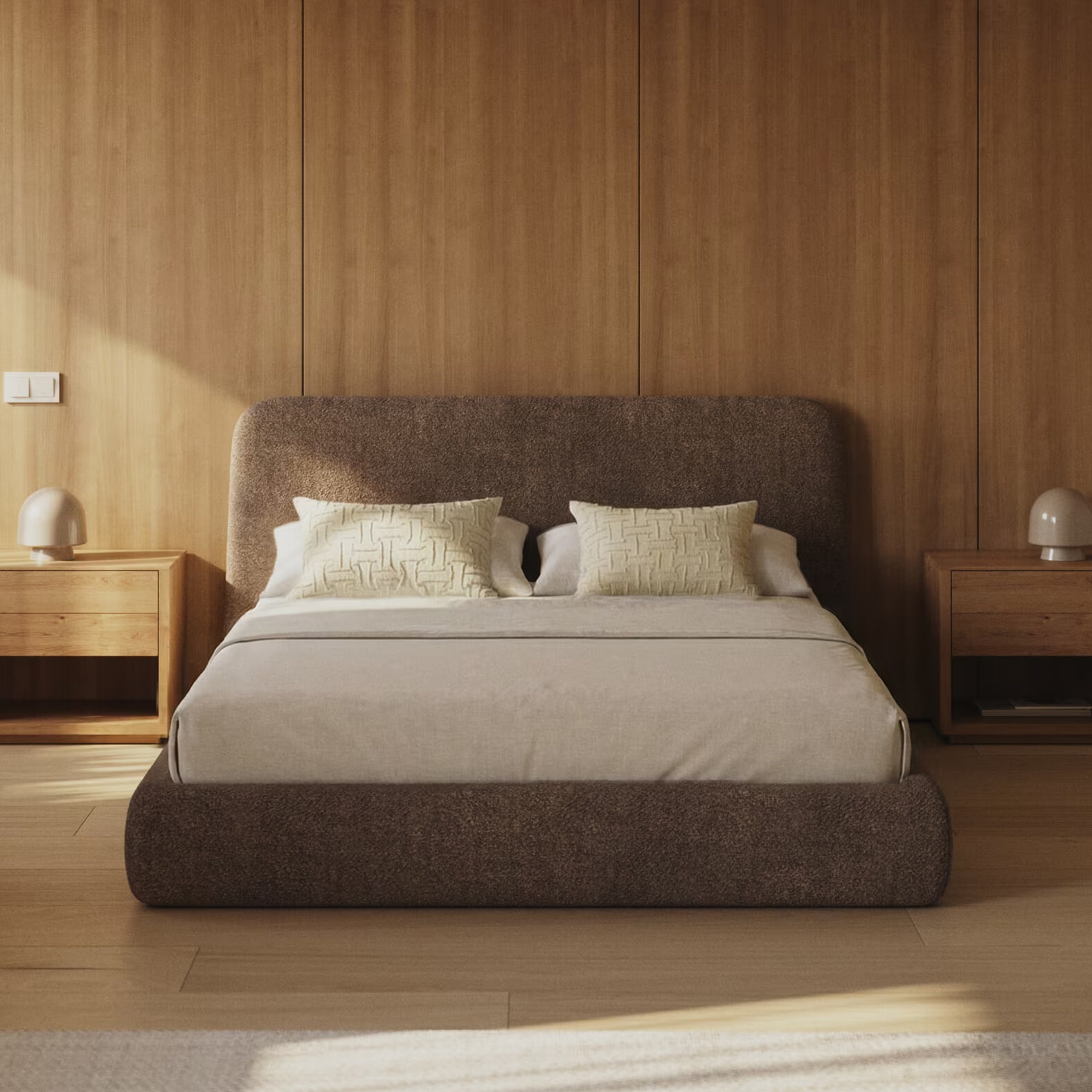 Kave Home Bed 'Martina' Bouclé, kleur Bruin