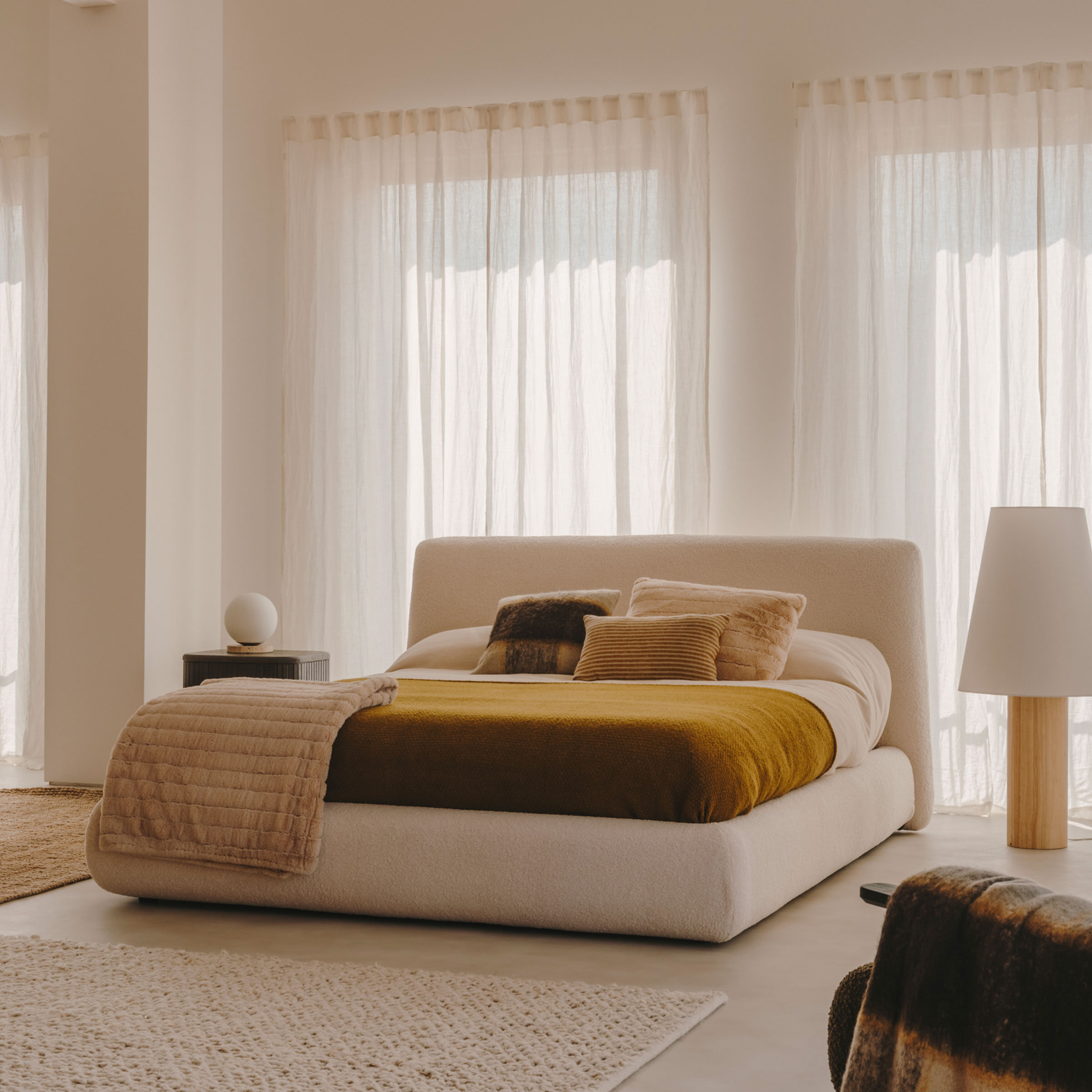 Kave Home Bed Martina Bouclé, 180 x 200cm - Wit