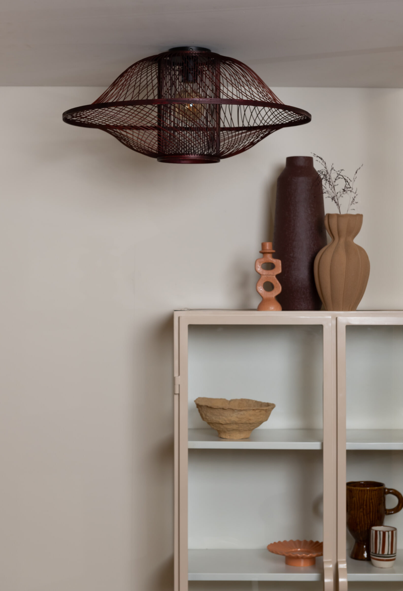 GOOD&MOJO Plafondlamp 'Maui' Bamboe, 70cm, kleur Burgundy