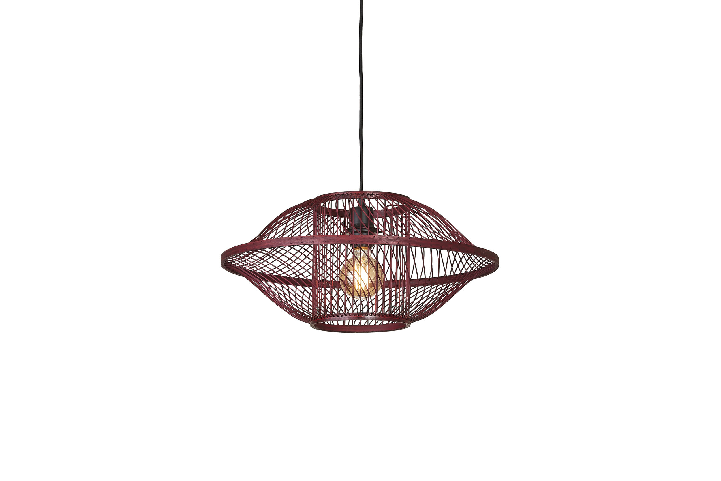 GOOD&MOJO Hanglamp 'Maui' Bamboe, kleur Burgundy