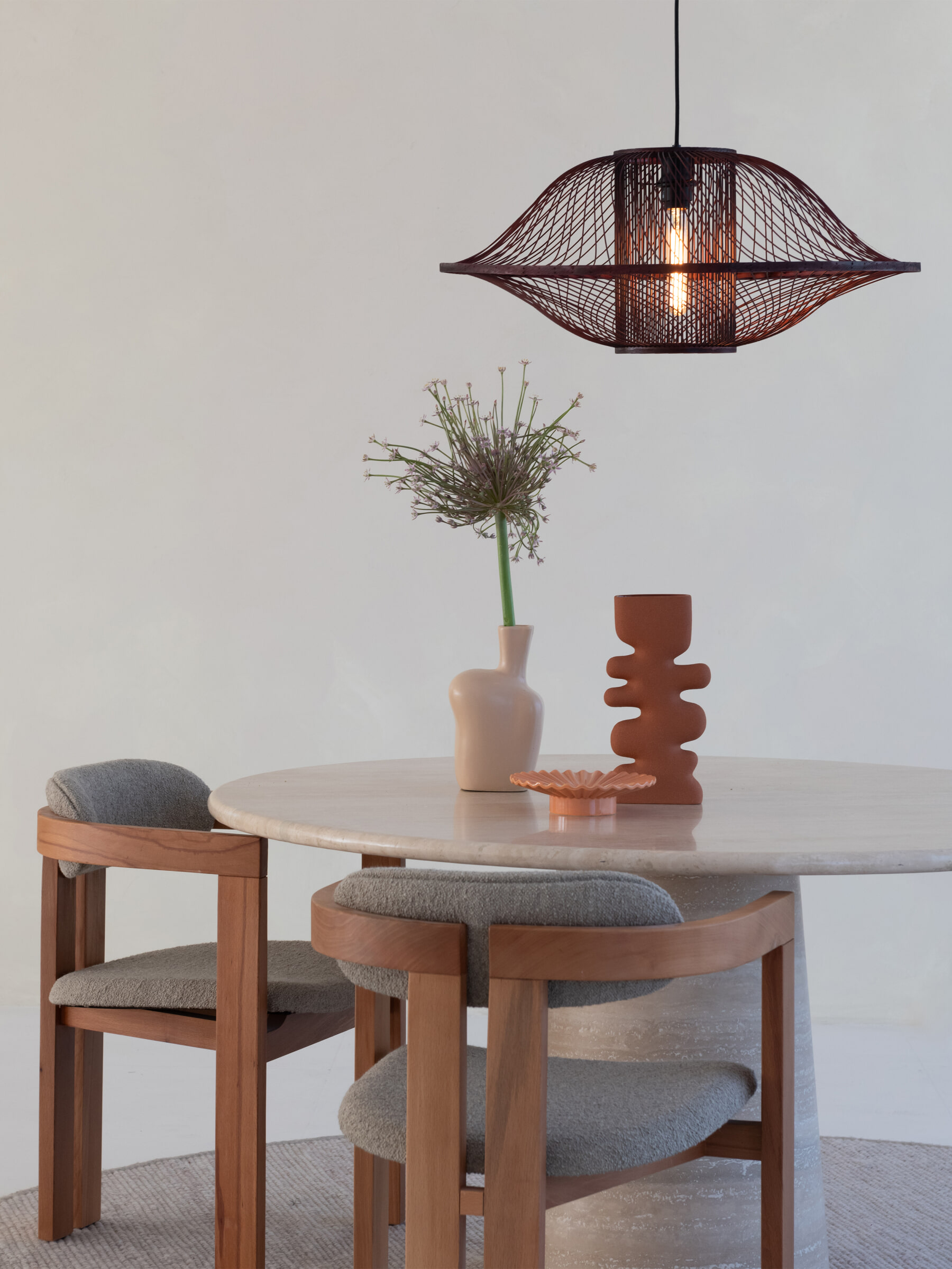GOOD&MOJO Hanglamp 'Maui' Bamboe, 70cm, kleur Burgundy