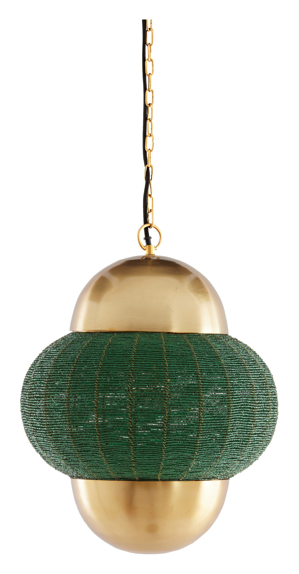 Light & Living Hanglamp Cetara Kralen, 33cm - Donkergroen/Brons