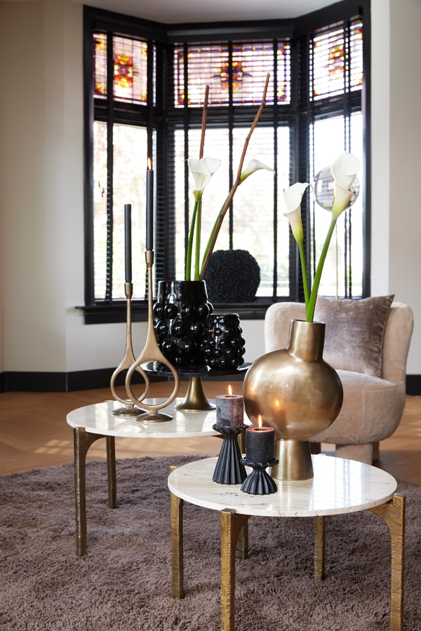 Light & Living Ronde Salontafel 'Kanae' Set van 2 stuks, Travertin