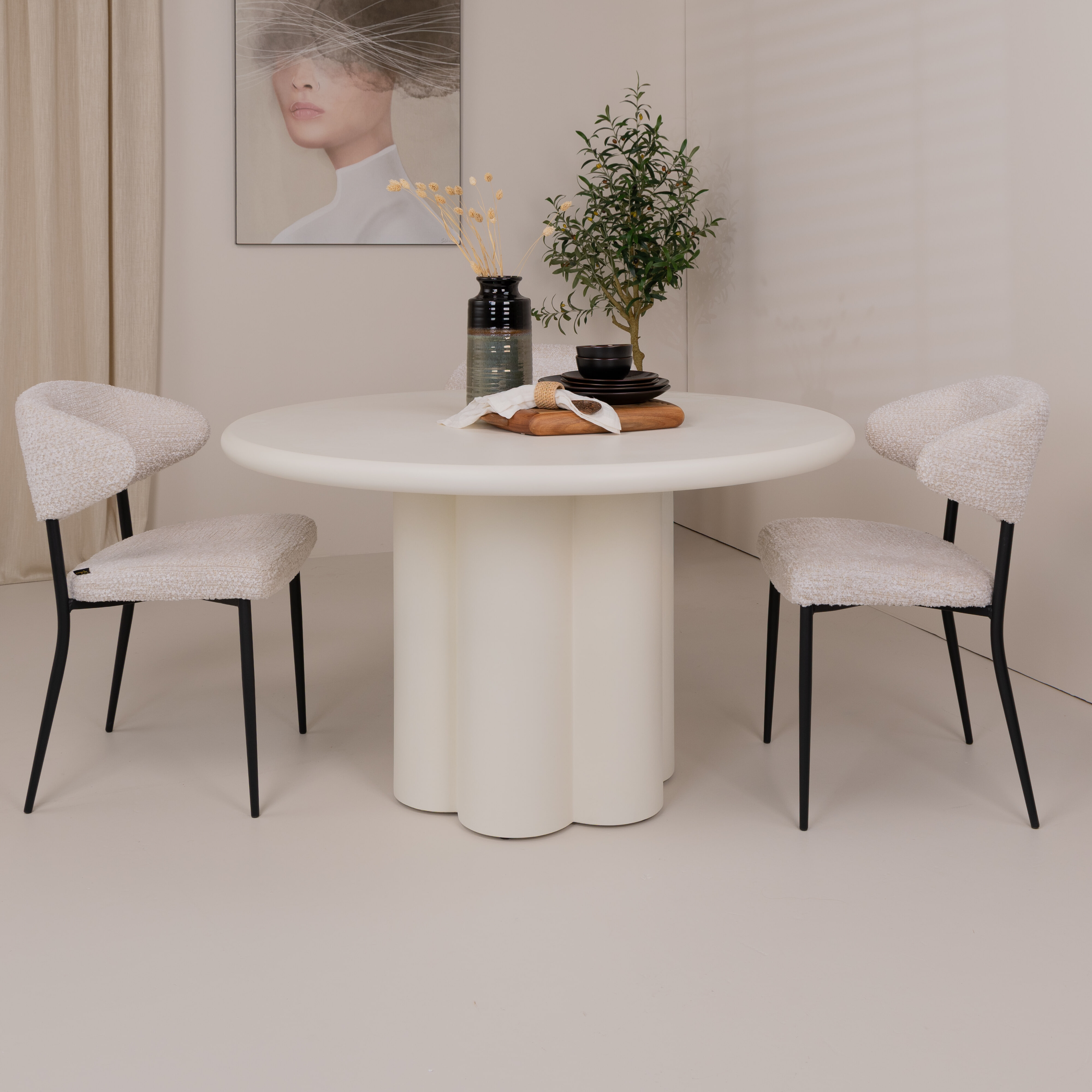 Tower Living Ronde Eettafel 'Melzo' 150cm, kleur Off White