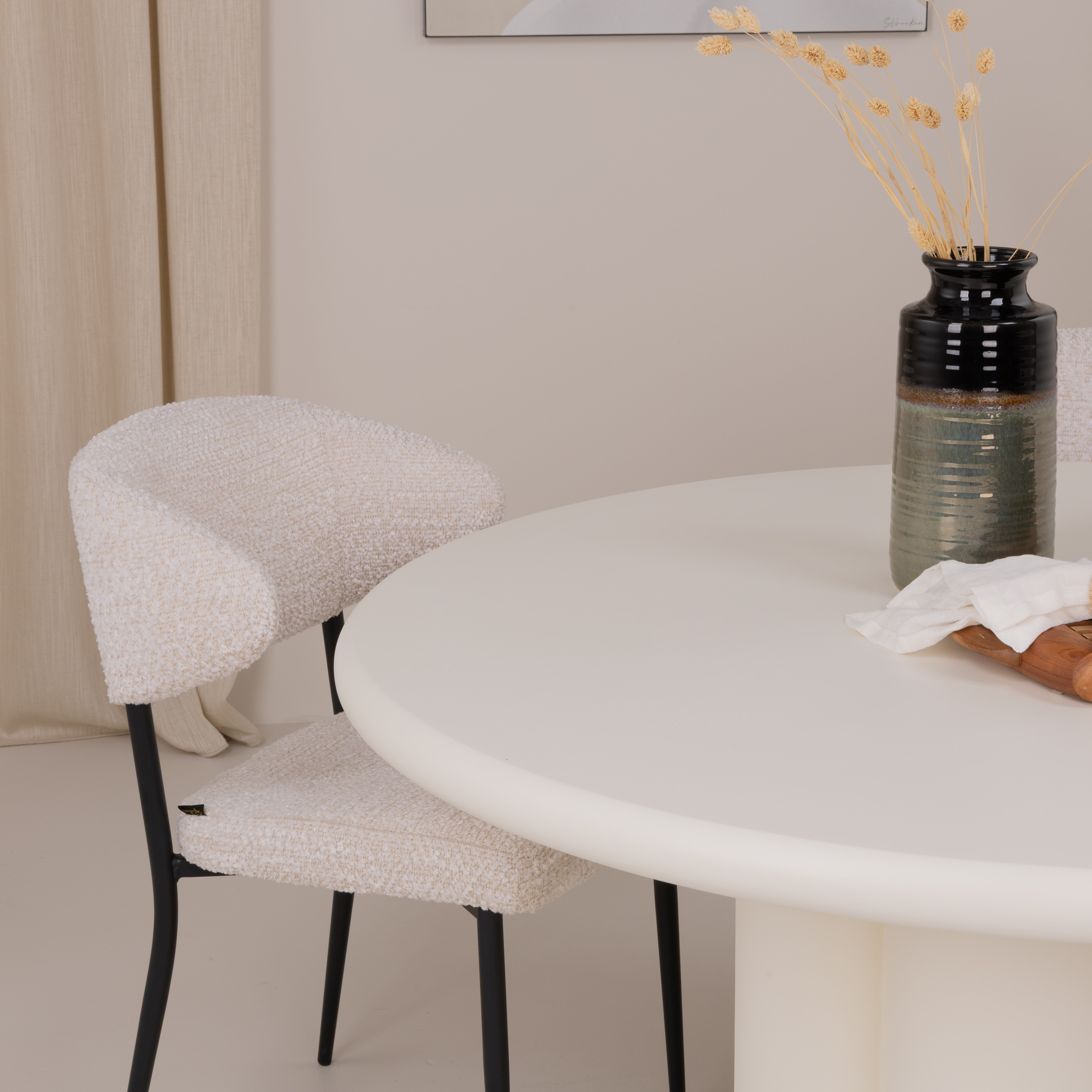 Tower Living Ronde Eettafel 'Melzo' 130cm, kleur Off White