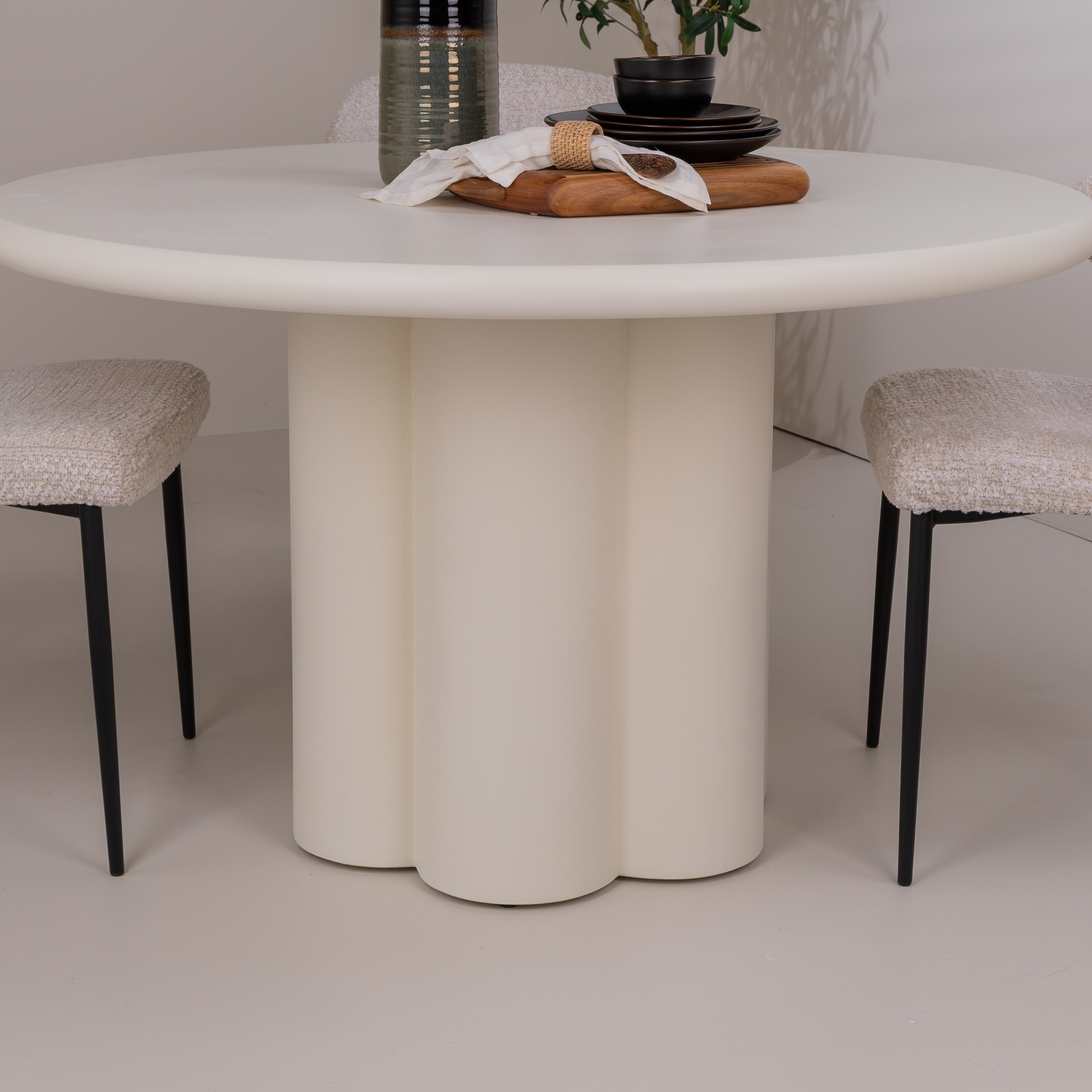 Tower Living Ronde Eettafel 'Melzo' 130cm, kleur Off White