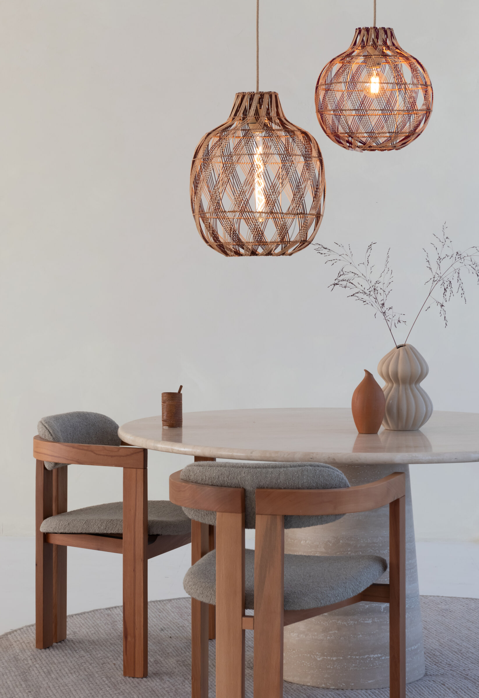 GOOD&MOJO Hanglamp 'Mendoza' Bamboe, 35cm, kleur Naturel/Burgundy