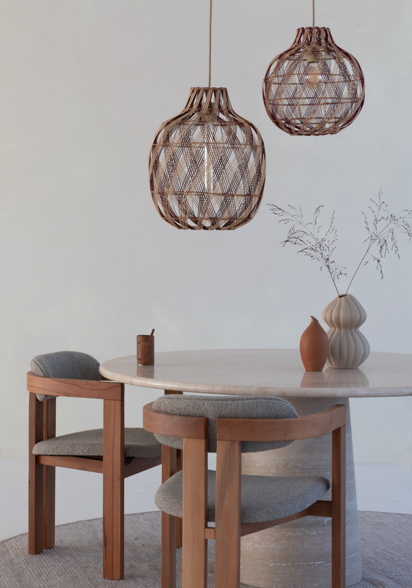 GOOD&MOJO Hanglamp 'Mendoza' Bamboe, 35cm, kleur Naturel/Burgundy
