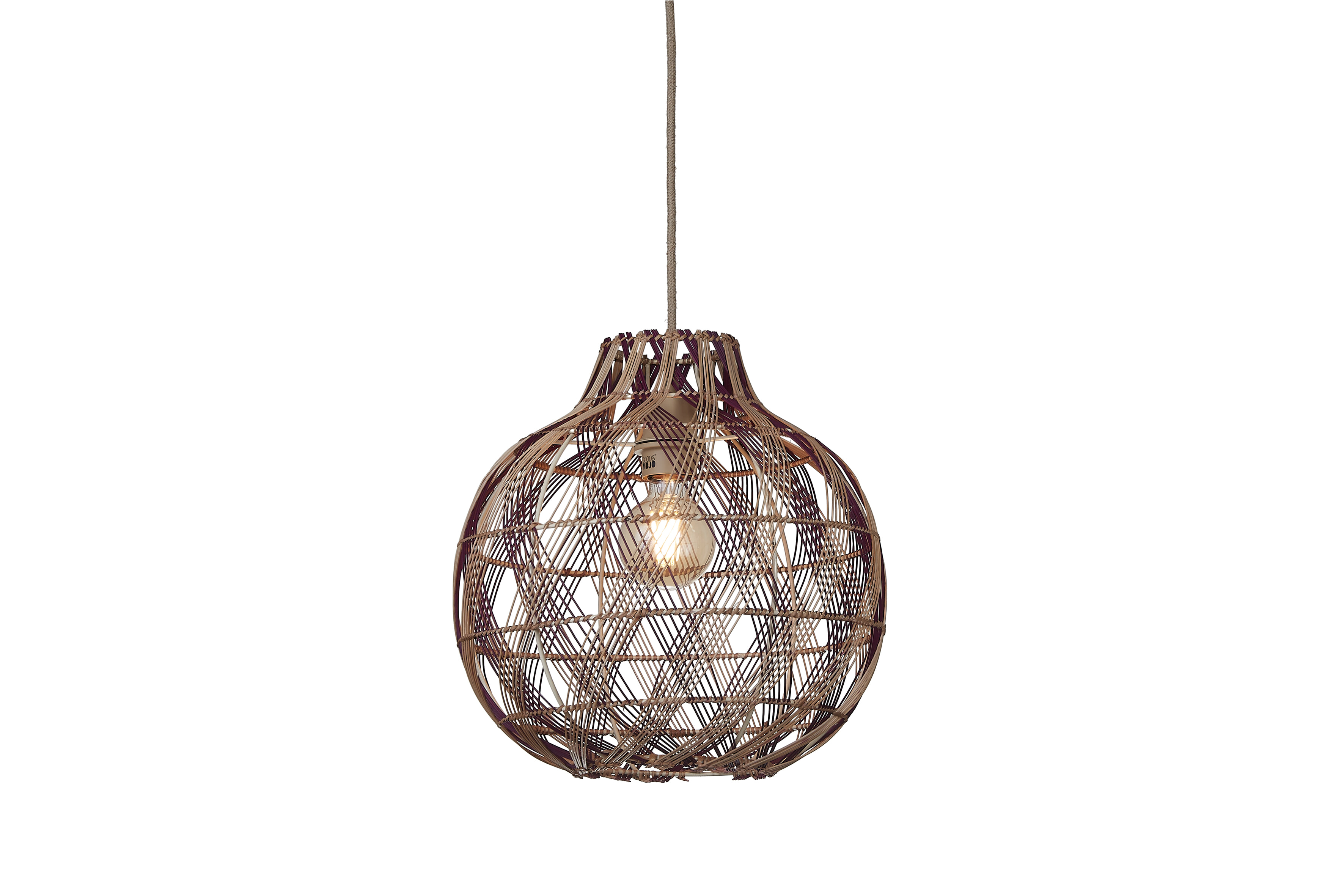 GOOD&MOJO Hanglamp 'Mendoza' Bamboe, 35cm, kleur Naturel/Burgundy