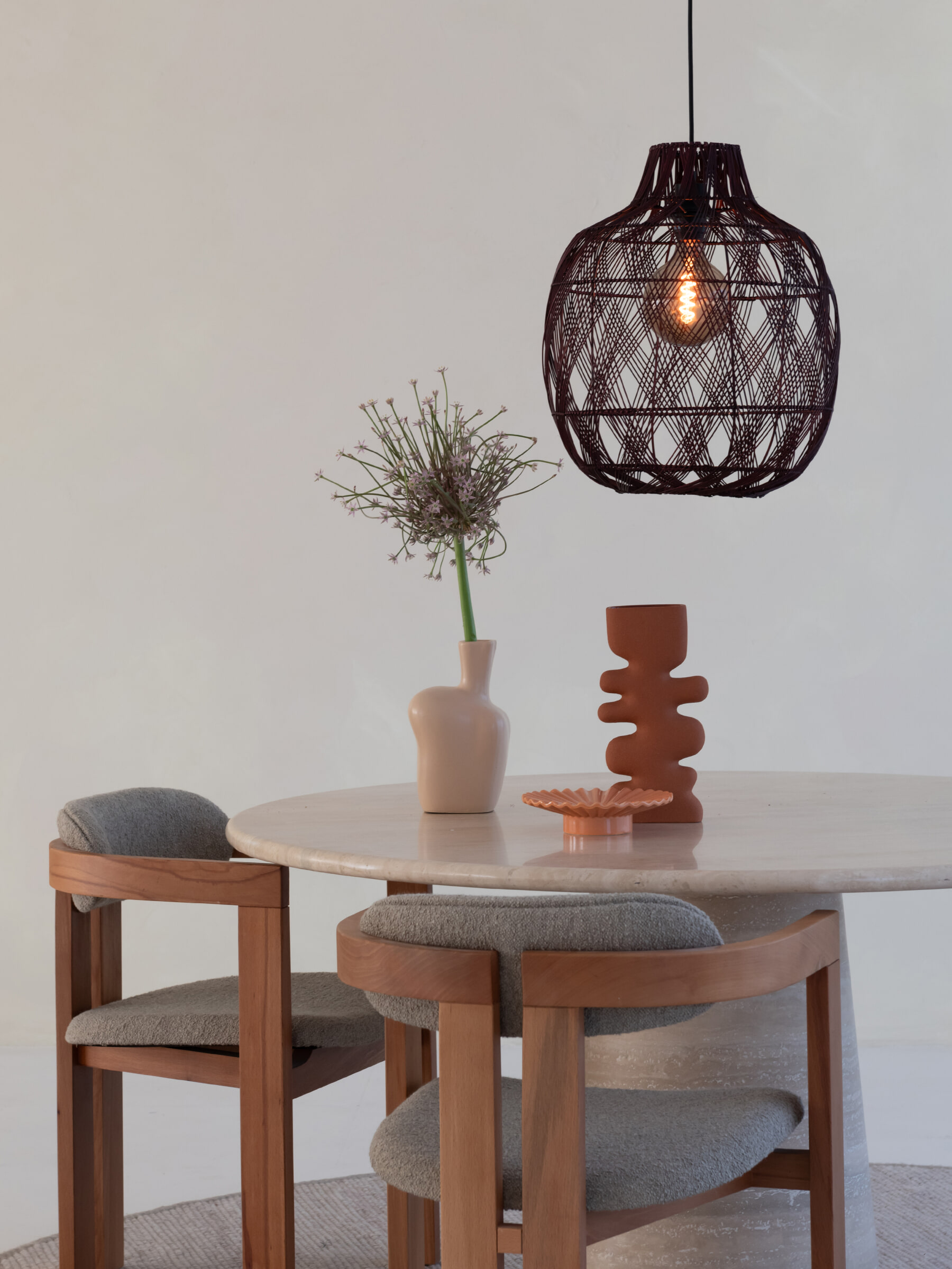 GOOD&MOJO Hanglamp 'Mendoza' Bamboe, 40cm, kleur Burgundy