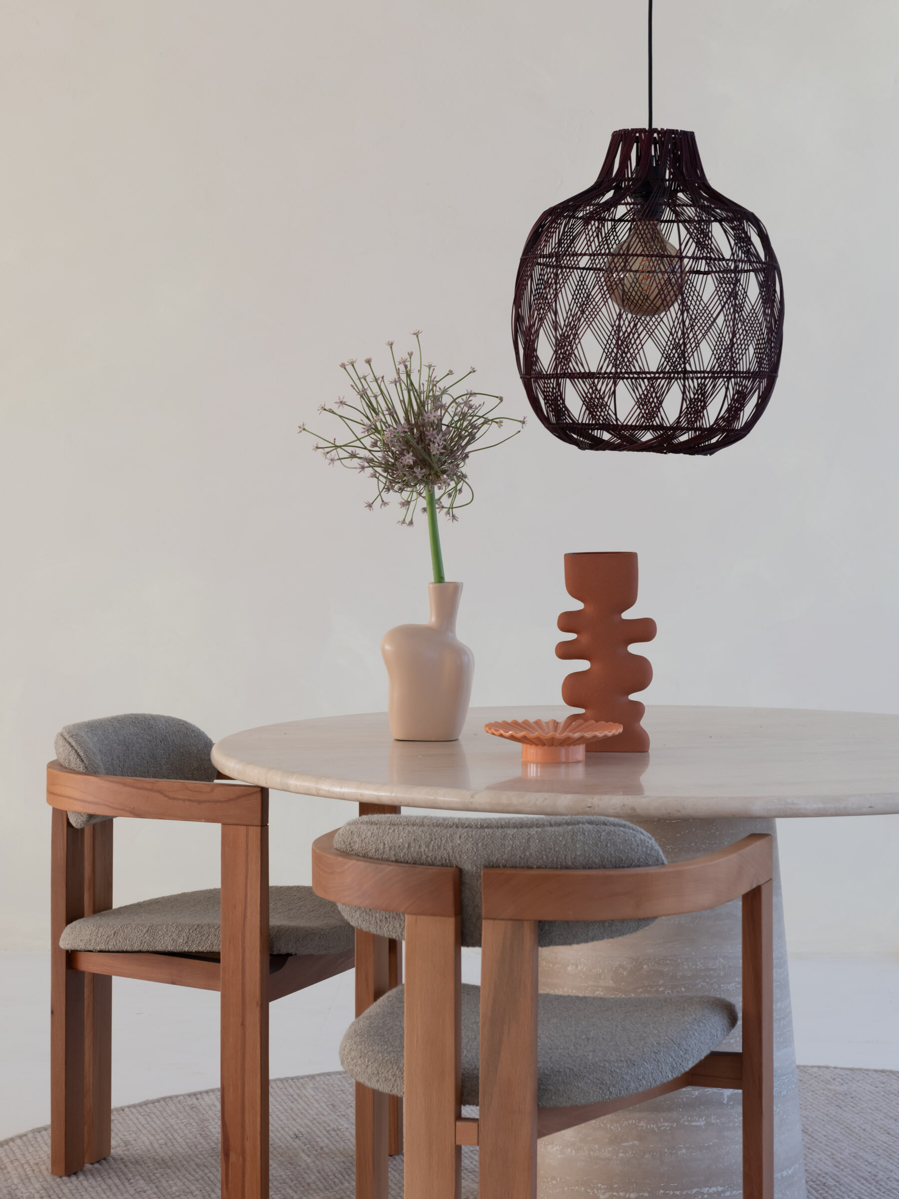 GOOD&MOJO Hanglamp 'Mendoza' Bamboe, 40cm, kleur Burgundy