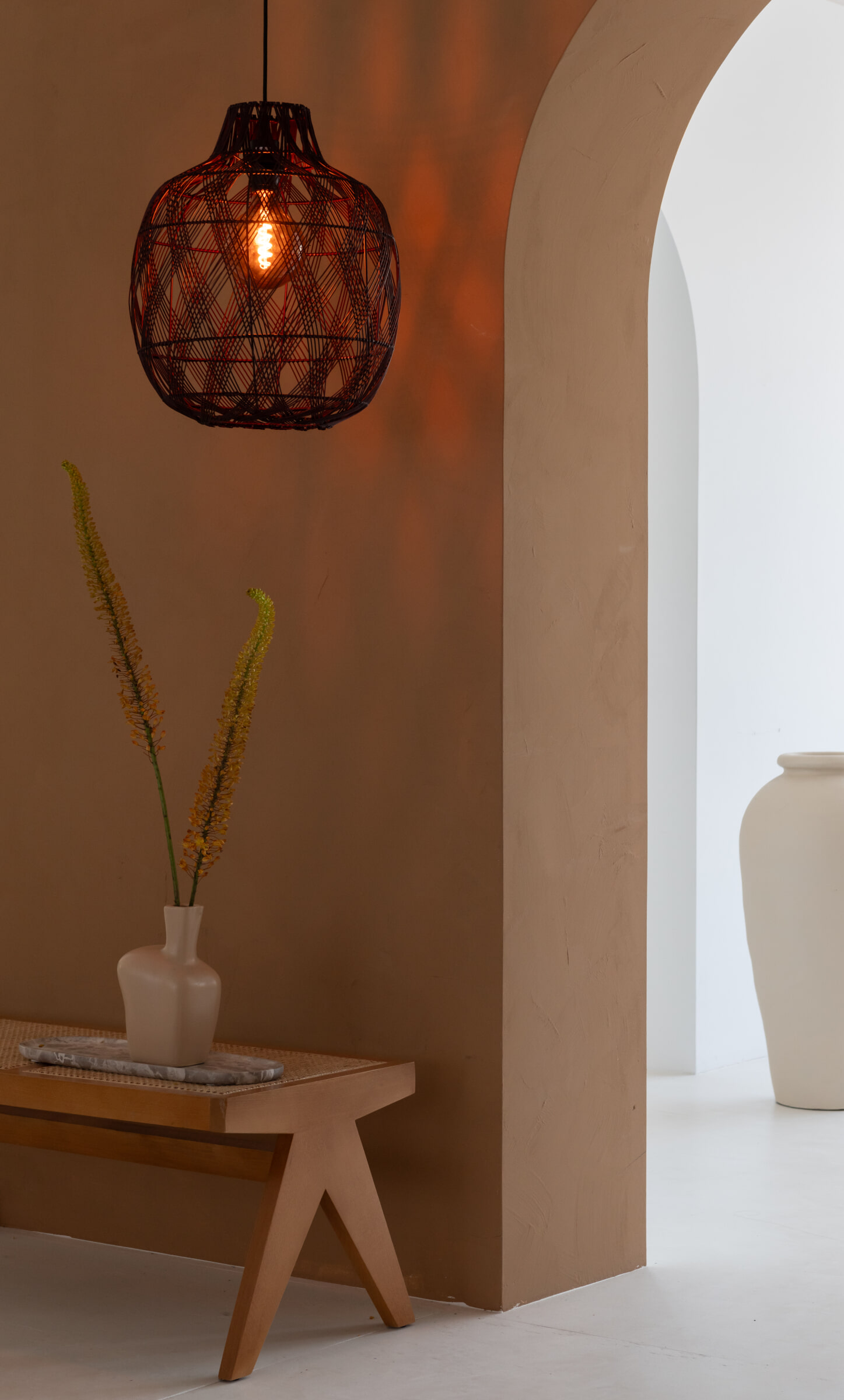 GOOD&MOJO Hanglamp 'Mendoza' Bamboe, 40cm, kleur Burgundy