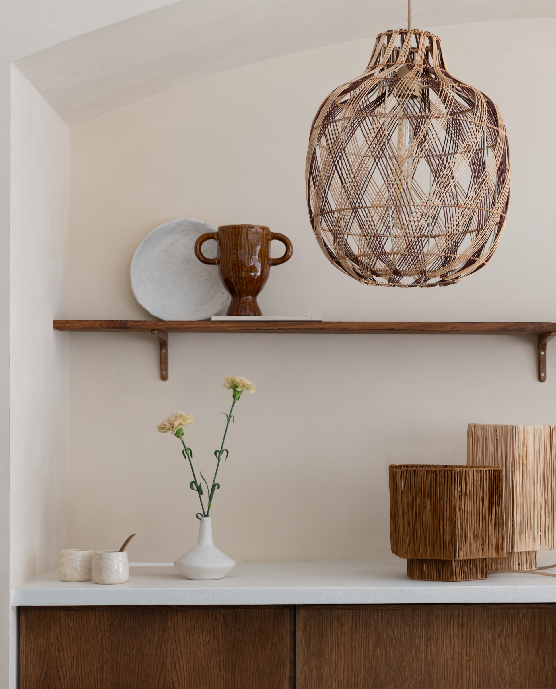 GOOD&MOJO Hanglamp 'Mendoza' Bamboe, 40cm, kleur Naturel/Burgundy