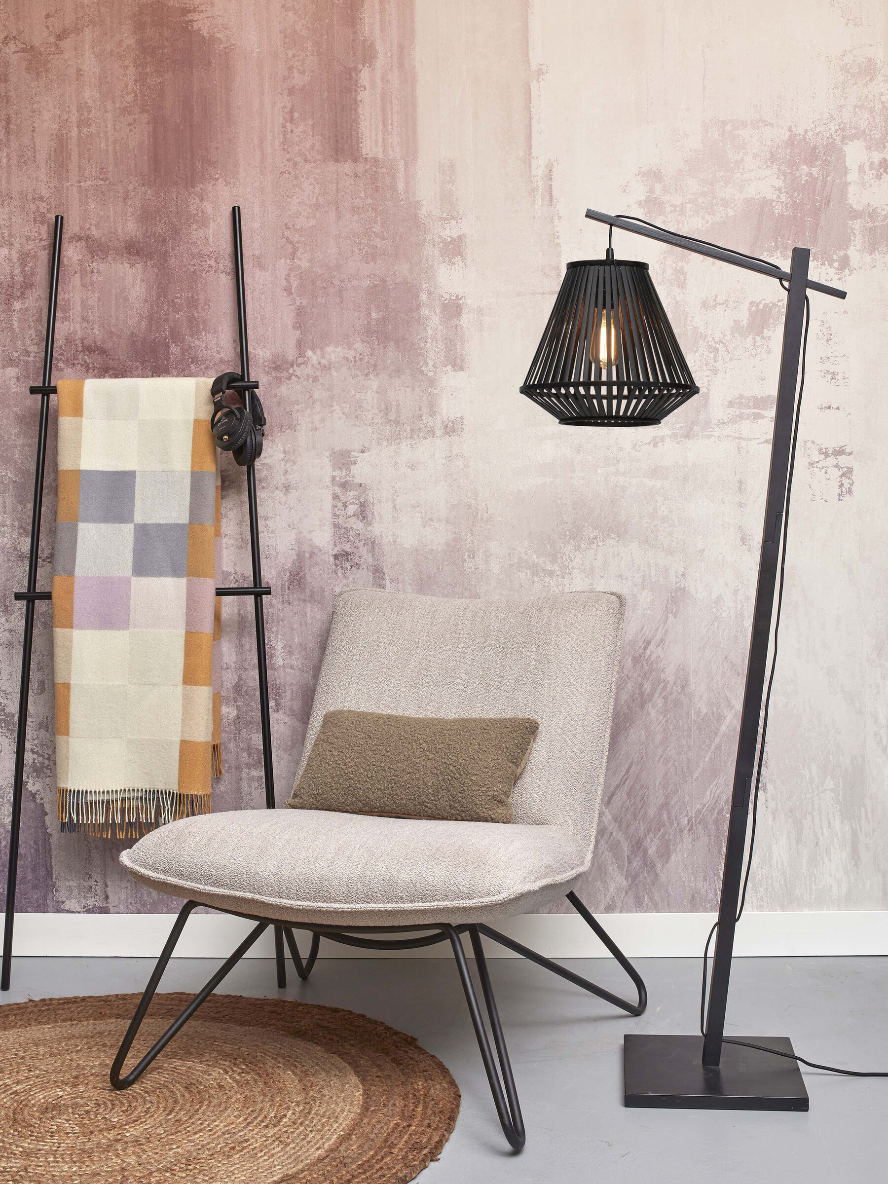 GOOD&MOJO Vloerlamp 'Merapi' Bamboe, 150cm, kleur Zwart