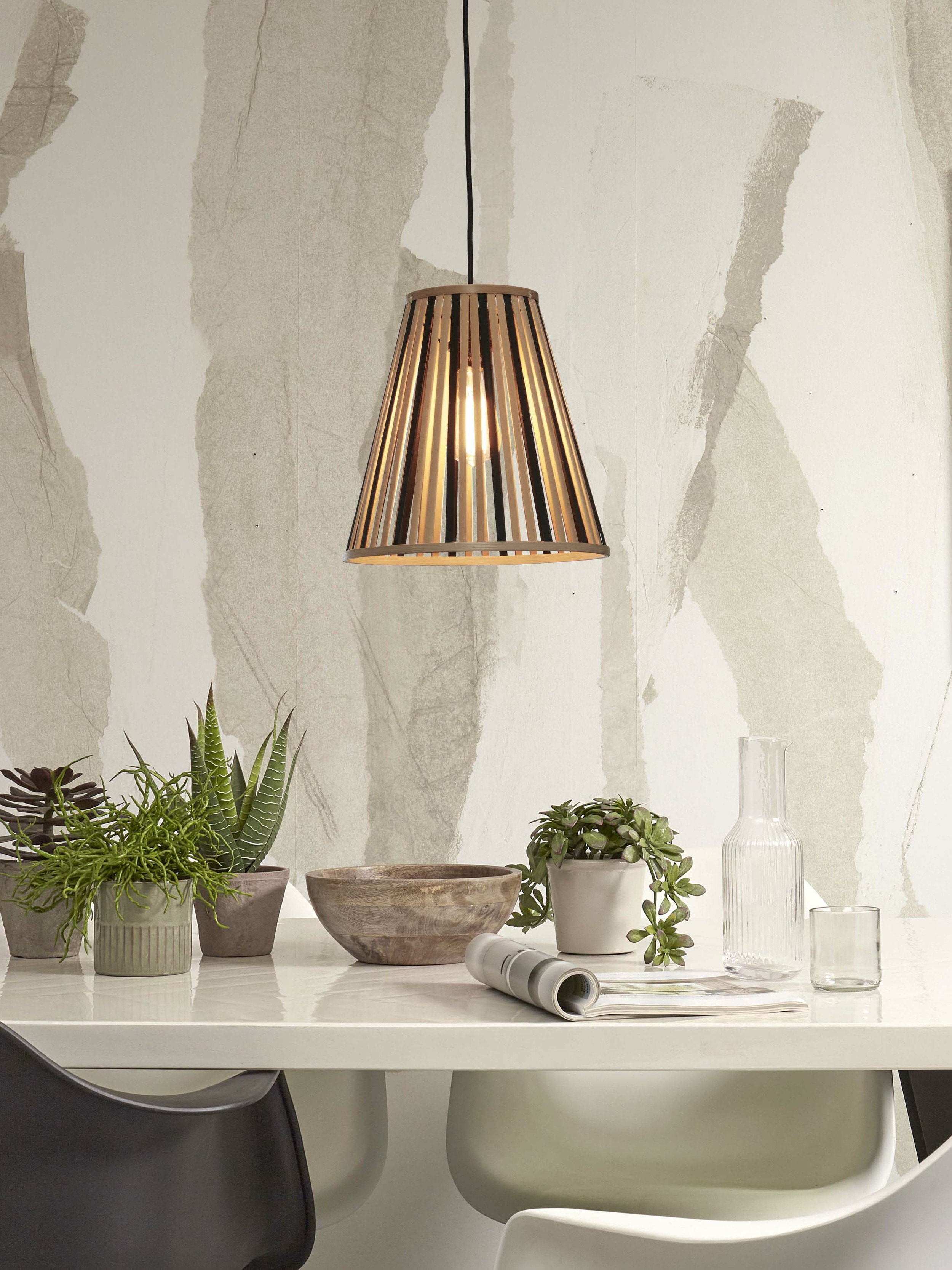 GOOD&MOJO Hanglamp 'Merapi' Bamboe, 30cm, kleur Naturel/Zwart