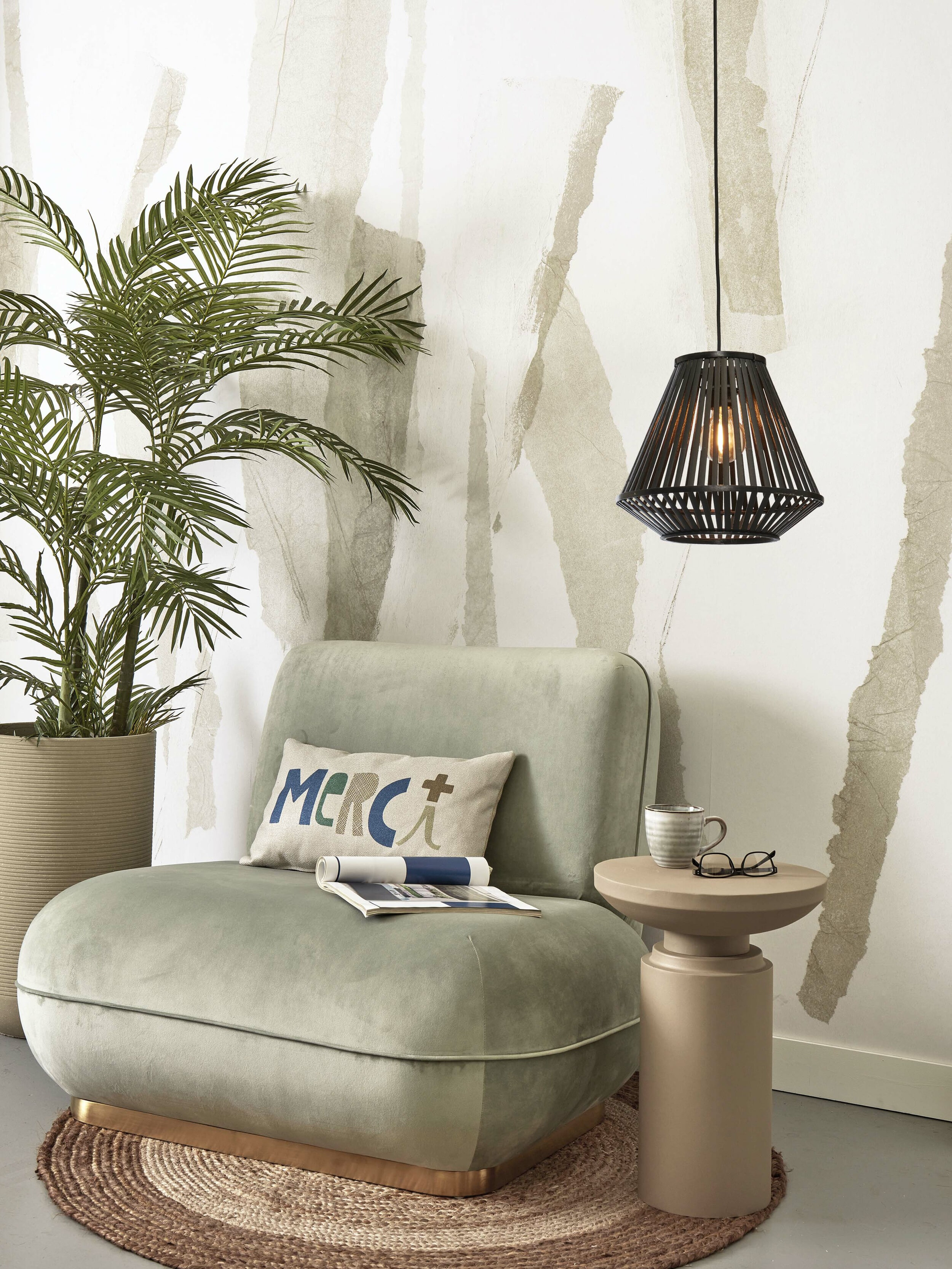 GOOD&MOJO Hanglamp 'Merapi' Diamond, Bamboe, 30cm, kleur Zwart