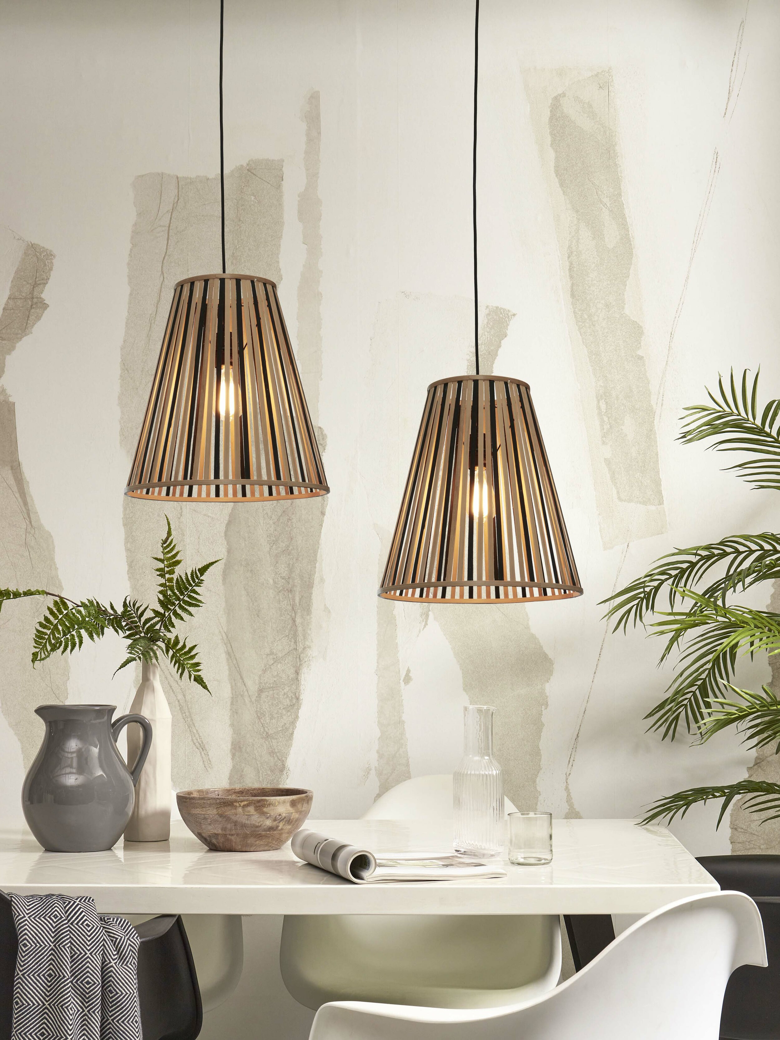 GOOD&MOJO Hanglamp 'Merapi' Bamboe, 40cm, kleur Naturel/Zwart